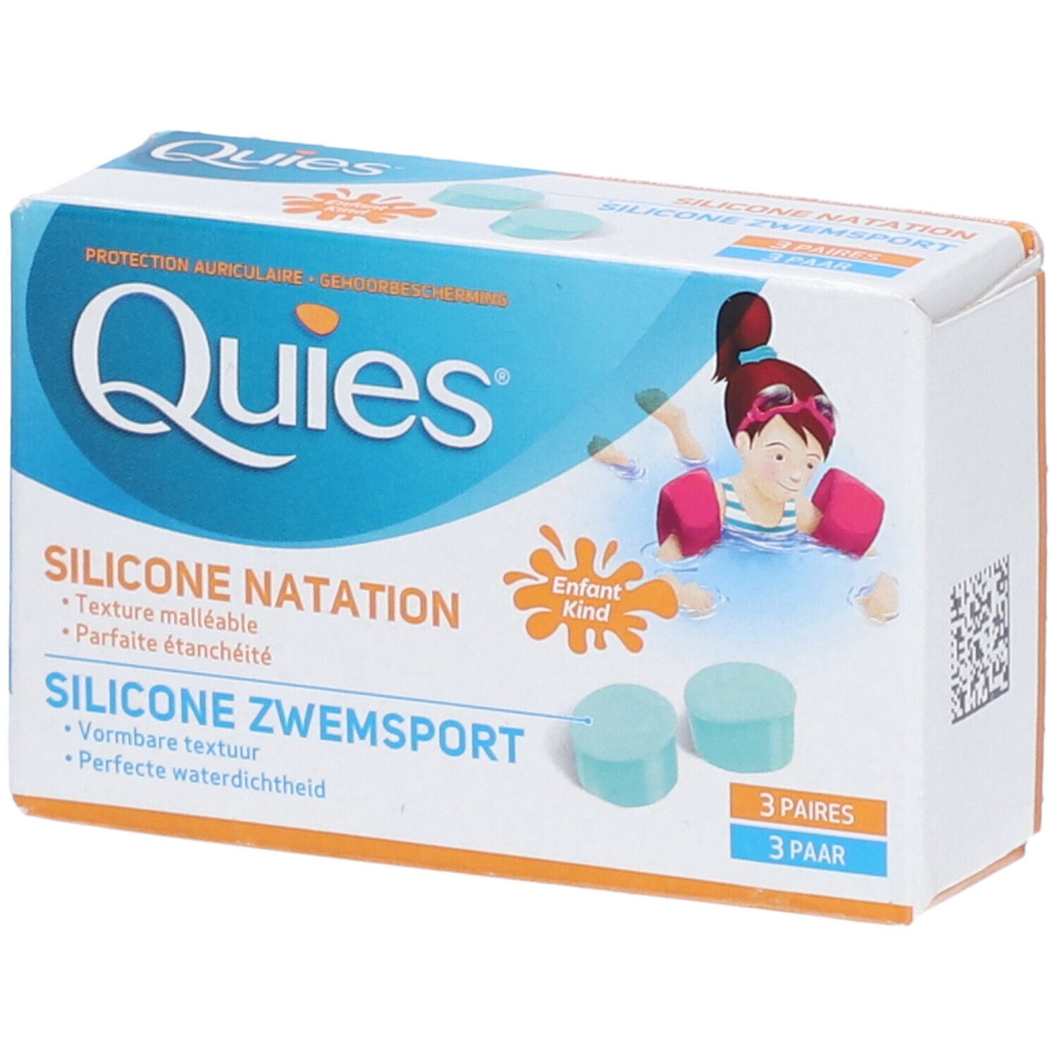 QUIES Wassergehörschutz Silikon Kinder 3 Paar