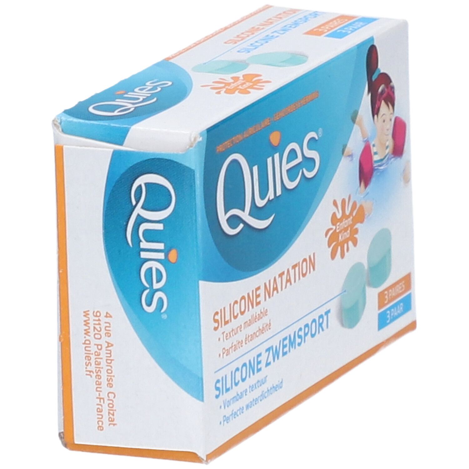 QUIES Wassergehörschutz Silikon Kinder 3 Paar