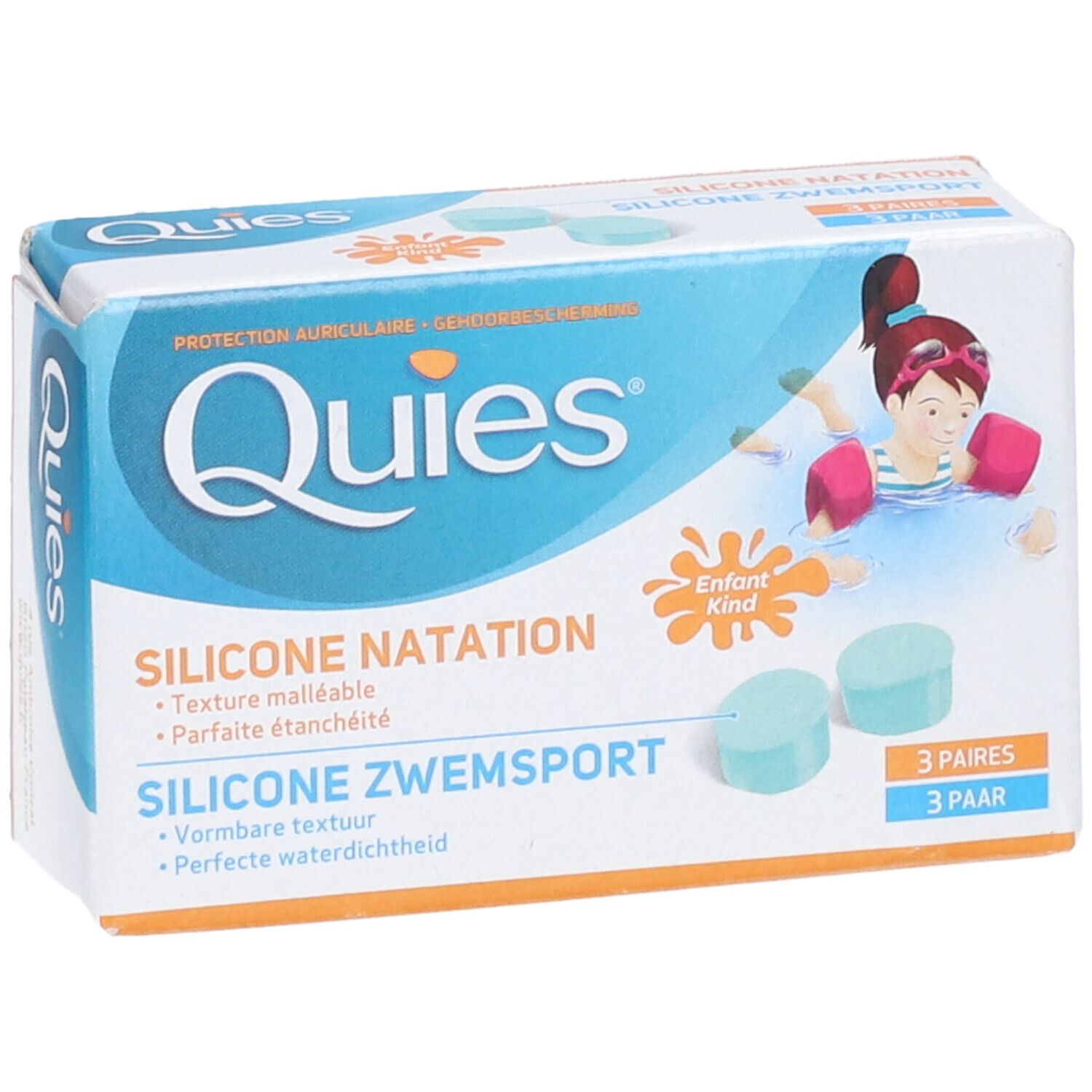 QUIES Wassergehörschutz Silikon Kinder 3 Paar