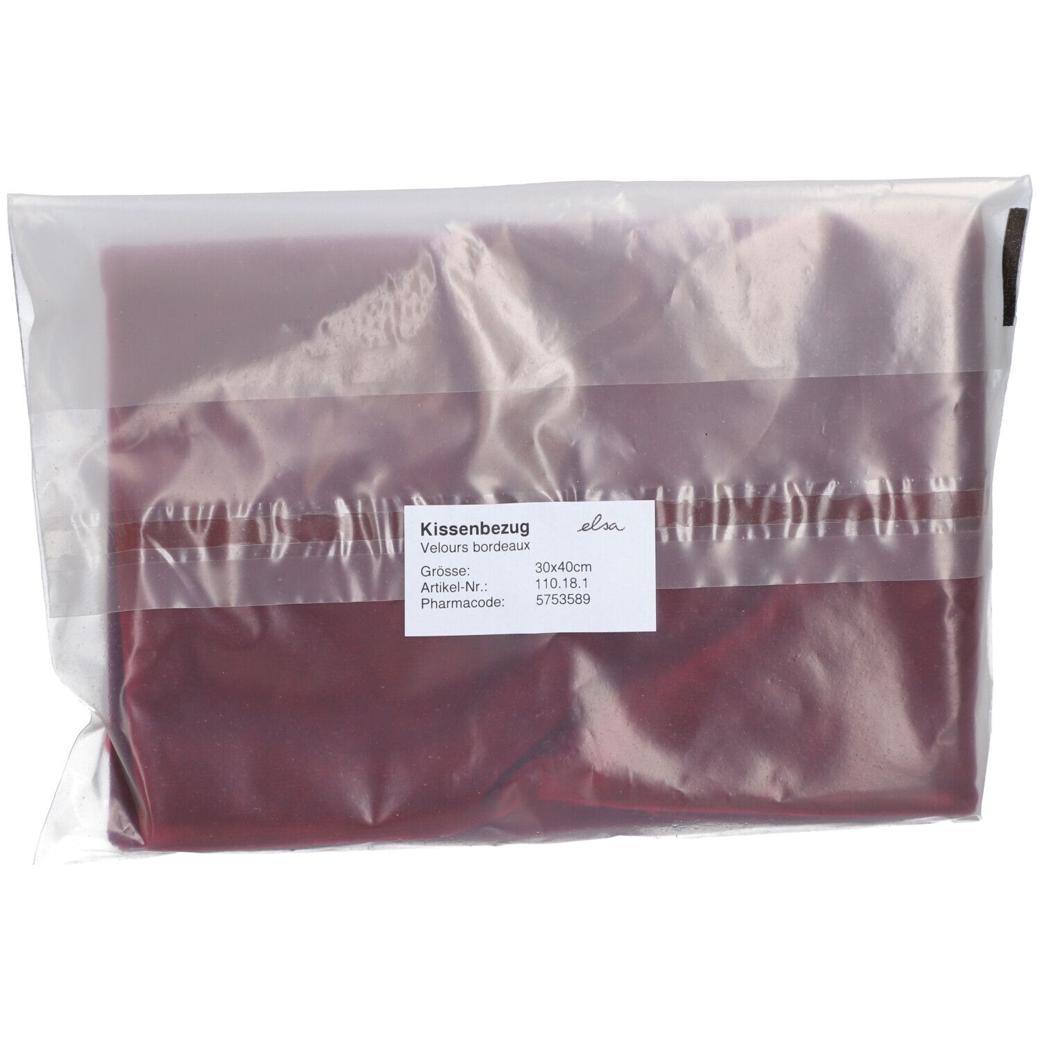 ELSA Taie d'oreiller 30 x 40 cm velours Bordeaux