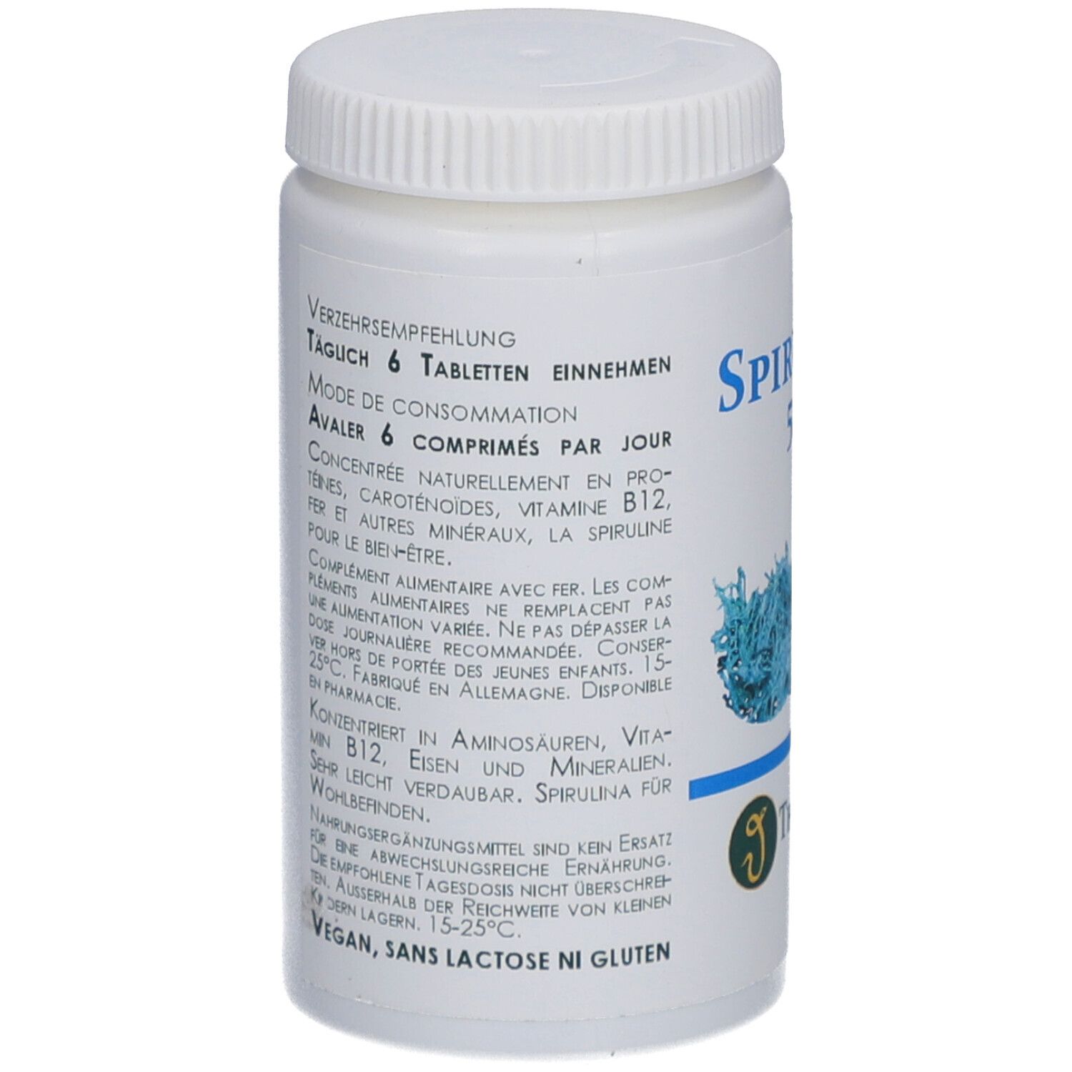 Weiße Flasche mit Text. Enthält Informationen zu Inhaltsstoffen und Anwendung. Marke Thiémard.