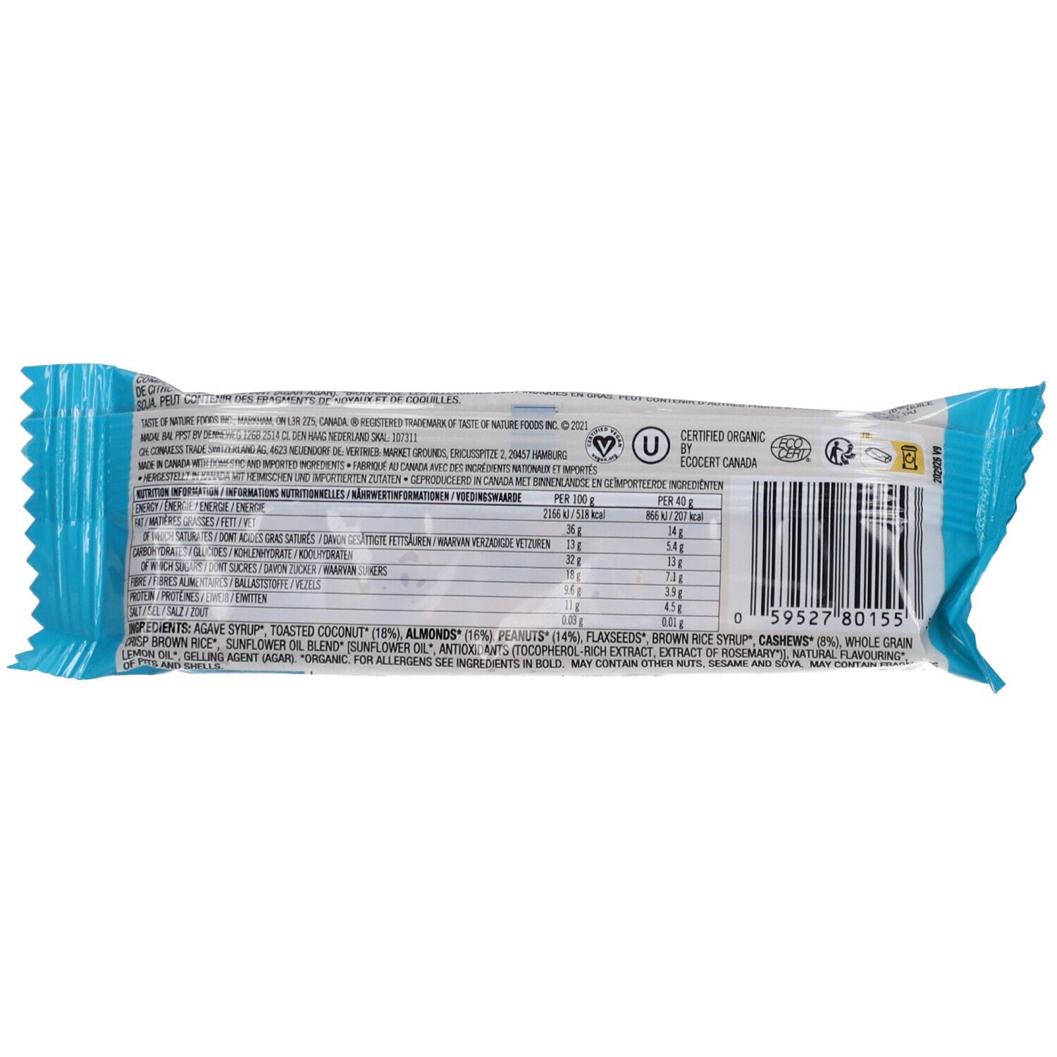 Taste of Nature Organic Coconut Bio Riegel