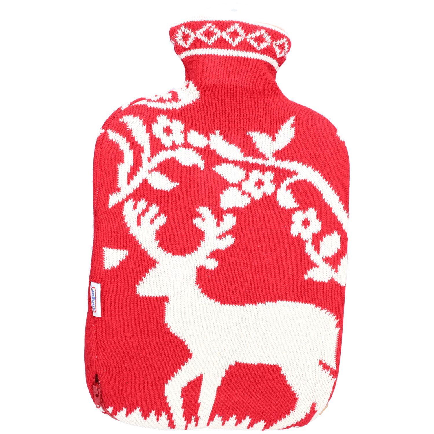 SÄNGER Wärmflasche 2L Strickbezug Hirschrot