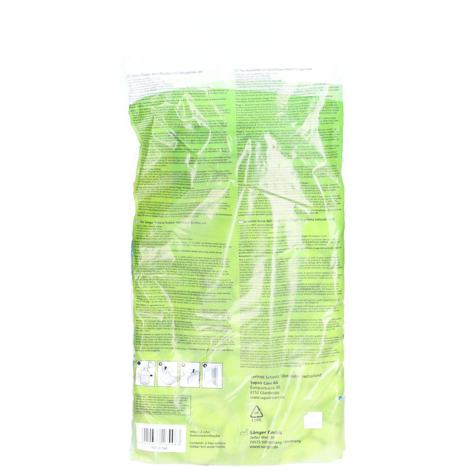 SÄNGER Bouillotte 2L Housse Plüsch galet