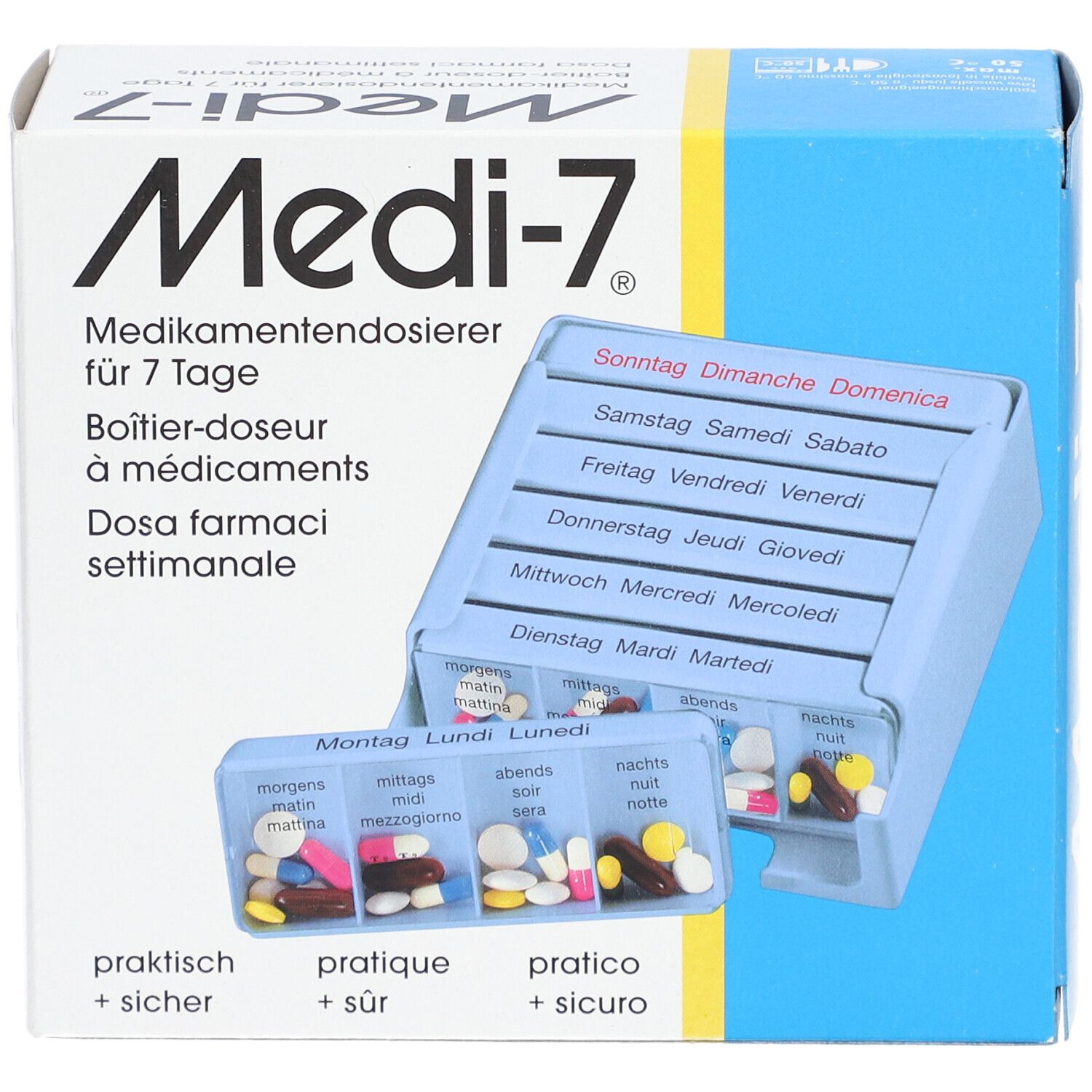 MEDI-7® Boîtier-doseur à médicaments semainier - bleu