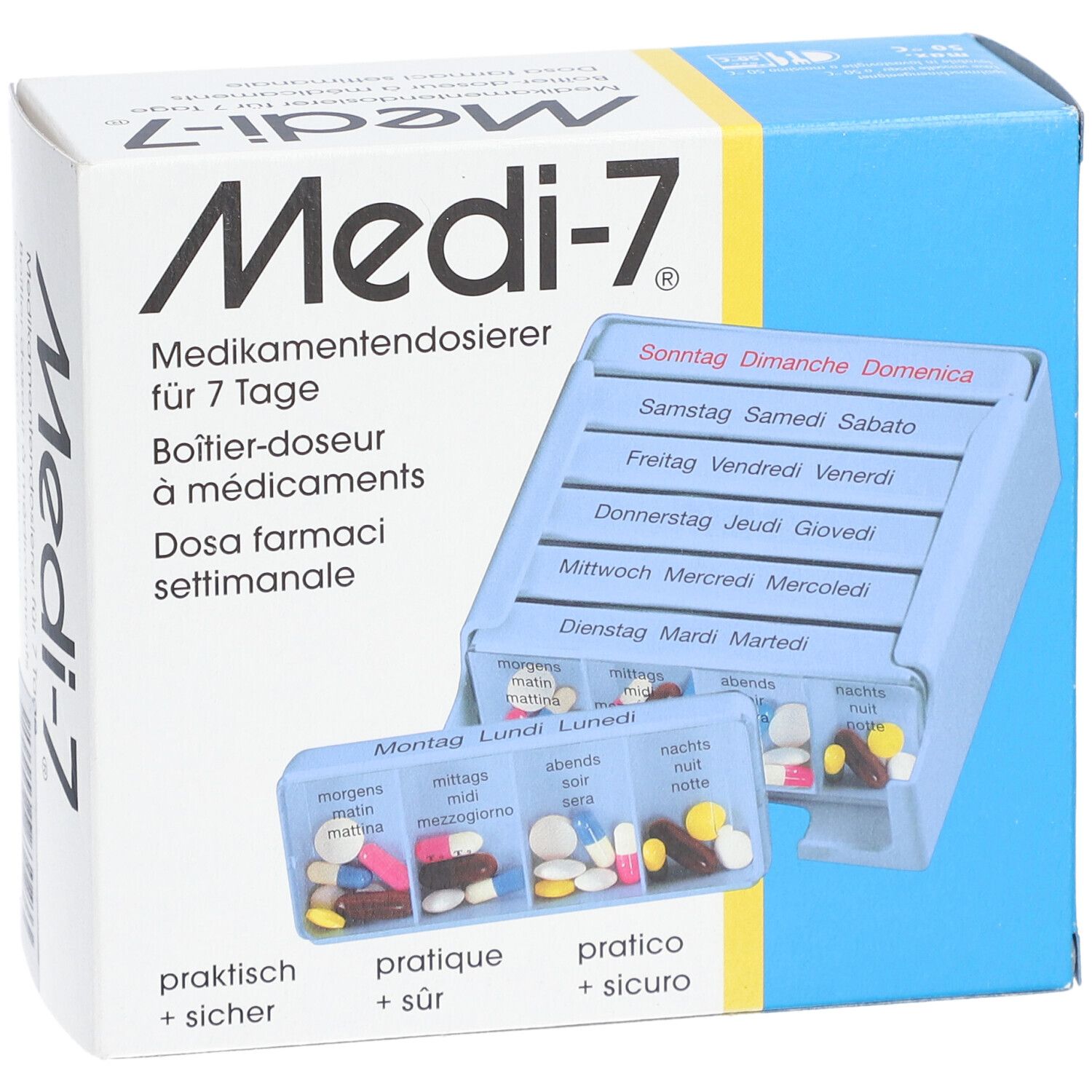 MEDI-7® Boîtier-doseur à médicaments semainier - bleu