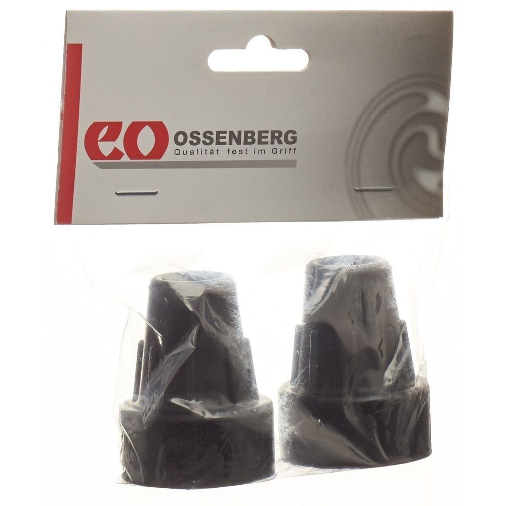 Zwei schwarze Pivoflex 16 mm Béquille-Kapseln in einer transparenten Verpackung. Ossenberg-Logo oben.
