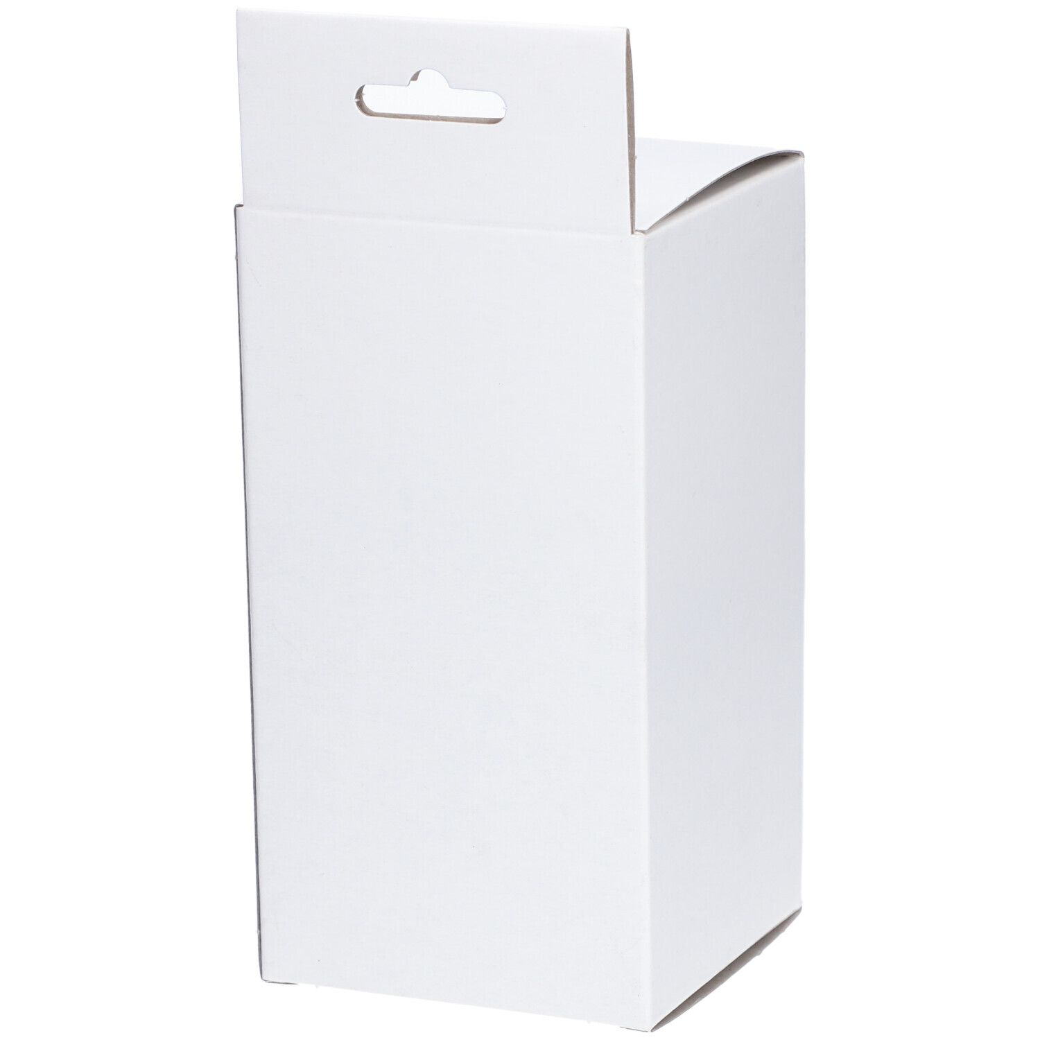 Weiße, rechteckige Produktverpackung mit Aufhänger. Klare, schlichte Form. Keine sichtbaren Produktmerkmale.