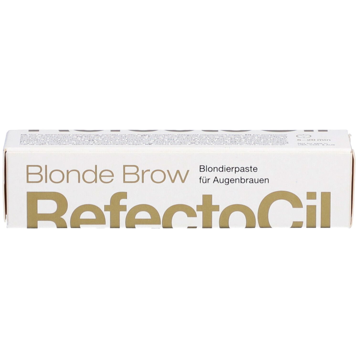 Schachtel. Blonde Brow Blondierpaste für Augenbrauen. Goldener Schriftzug.