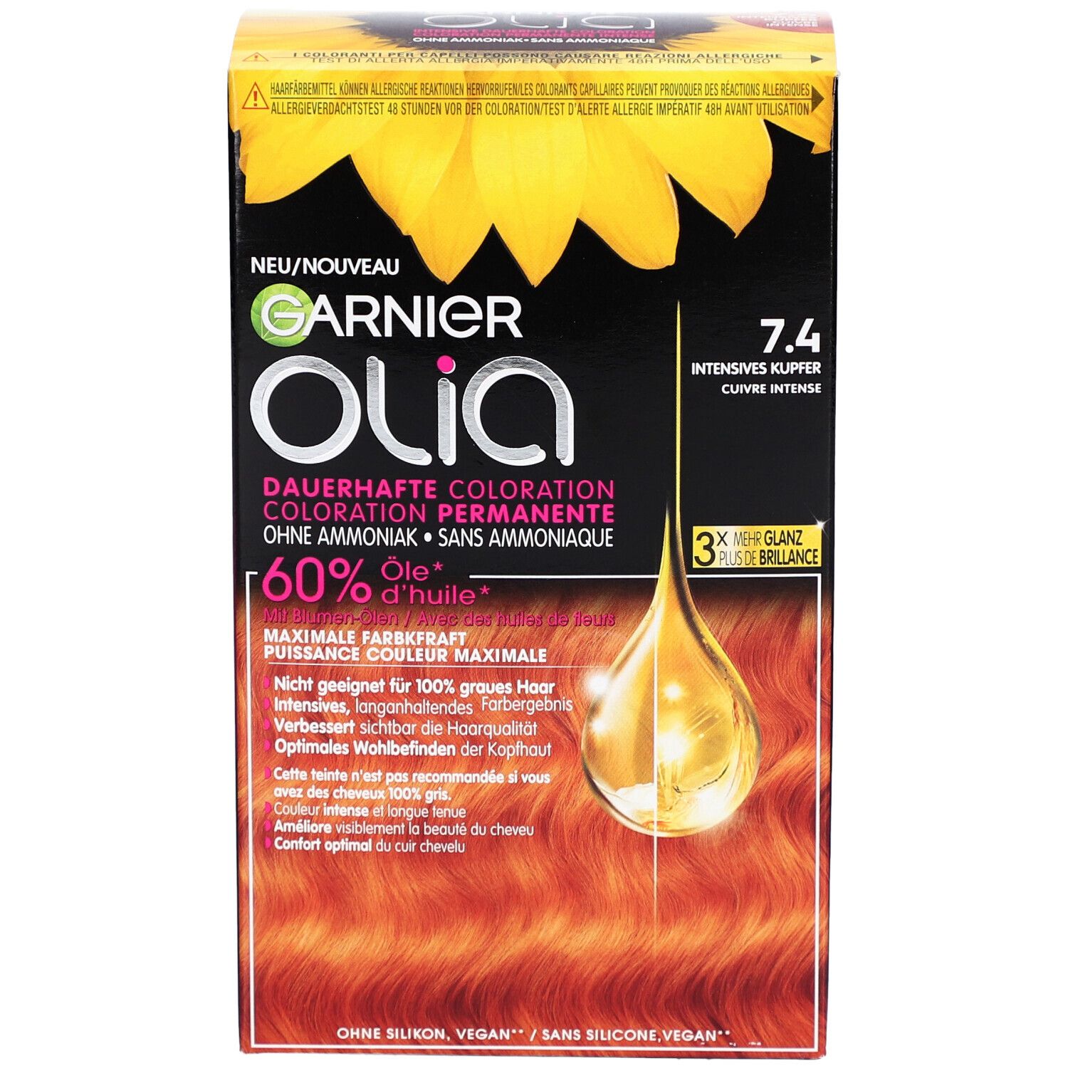 GARNIER Olia Coloration permanente 7.40 Cuivré Intense