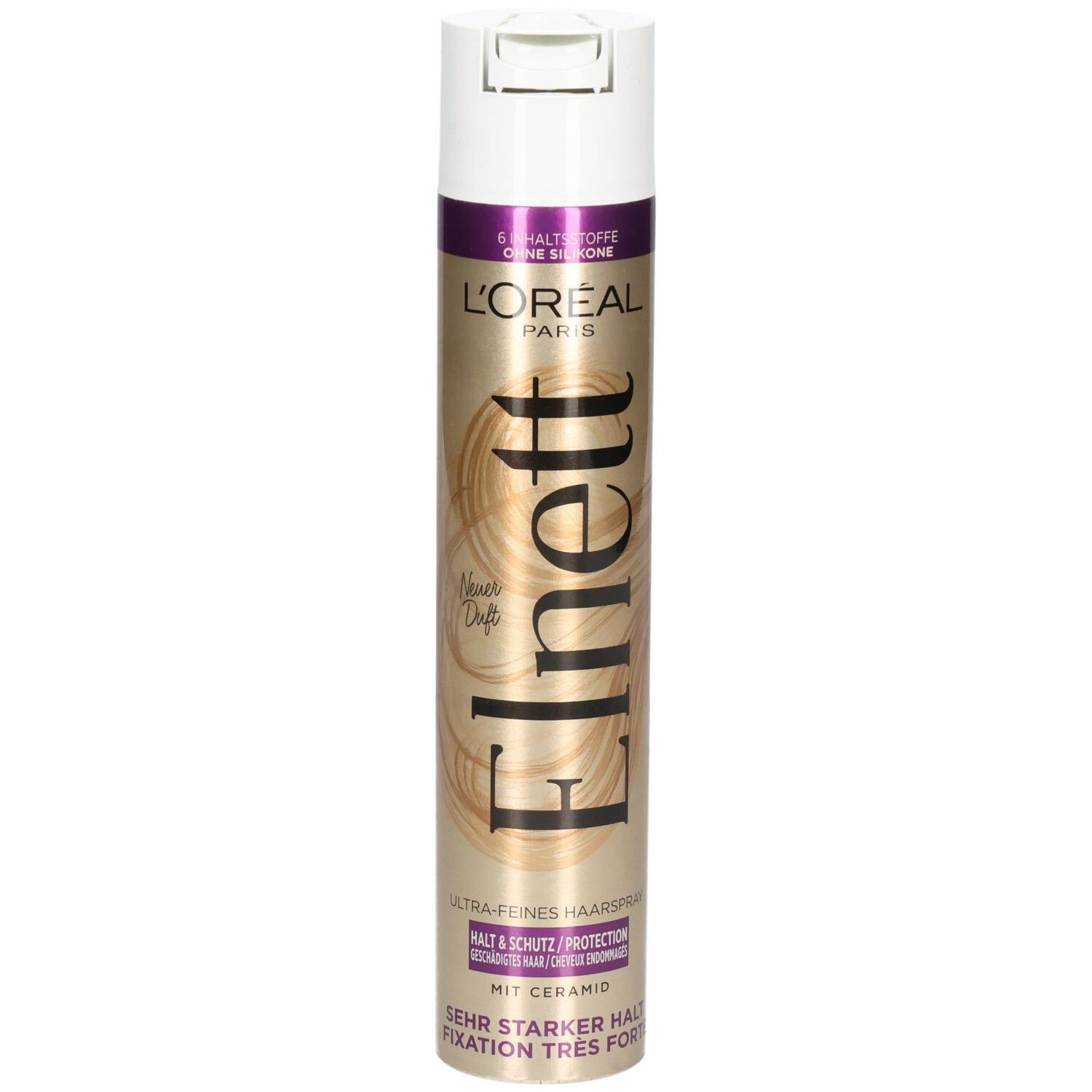 L'Oréal Elnett Haarspray mit starkem Halt, Glanz und Keramik.