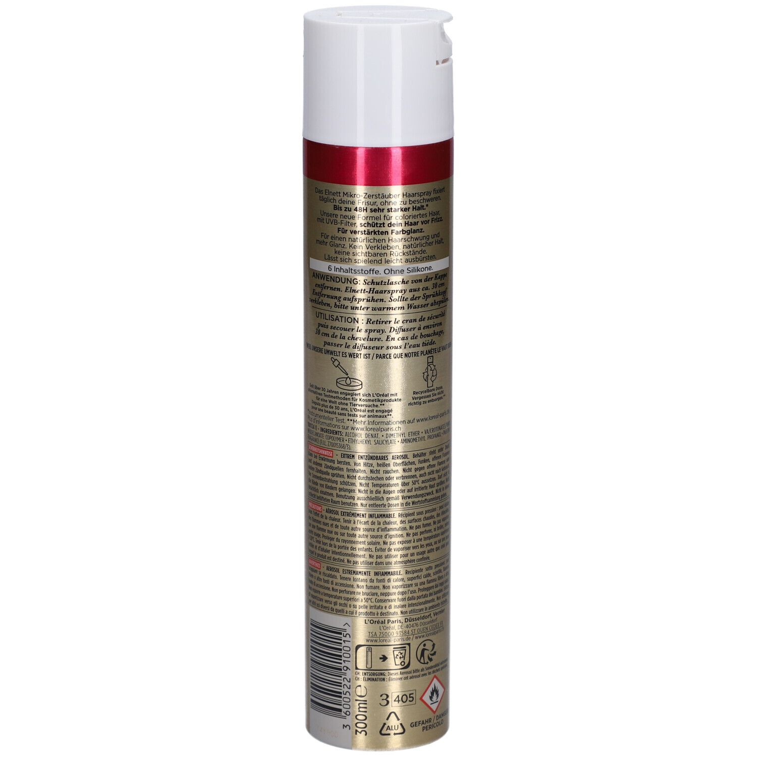 L'ORÉAL PARIS Elnett Laque fixation très forte - Protection pour cheveux colorés
