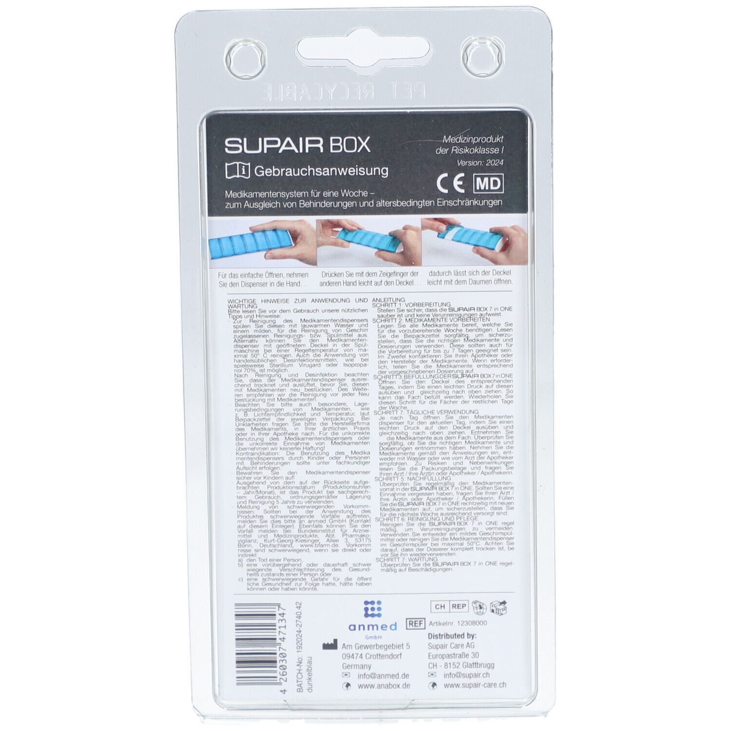 SUPAIRBOX 1x7 Wochendispenser D/F blau