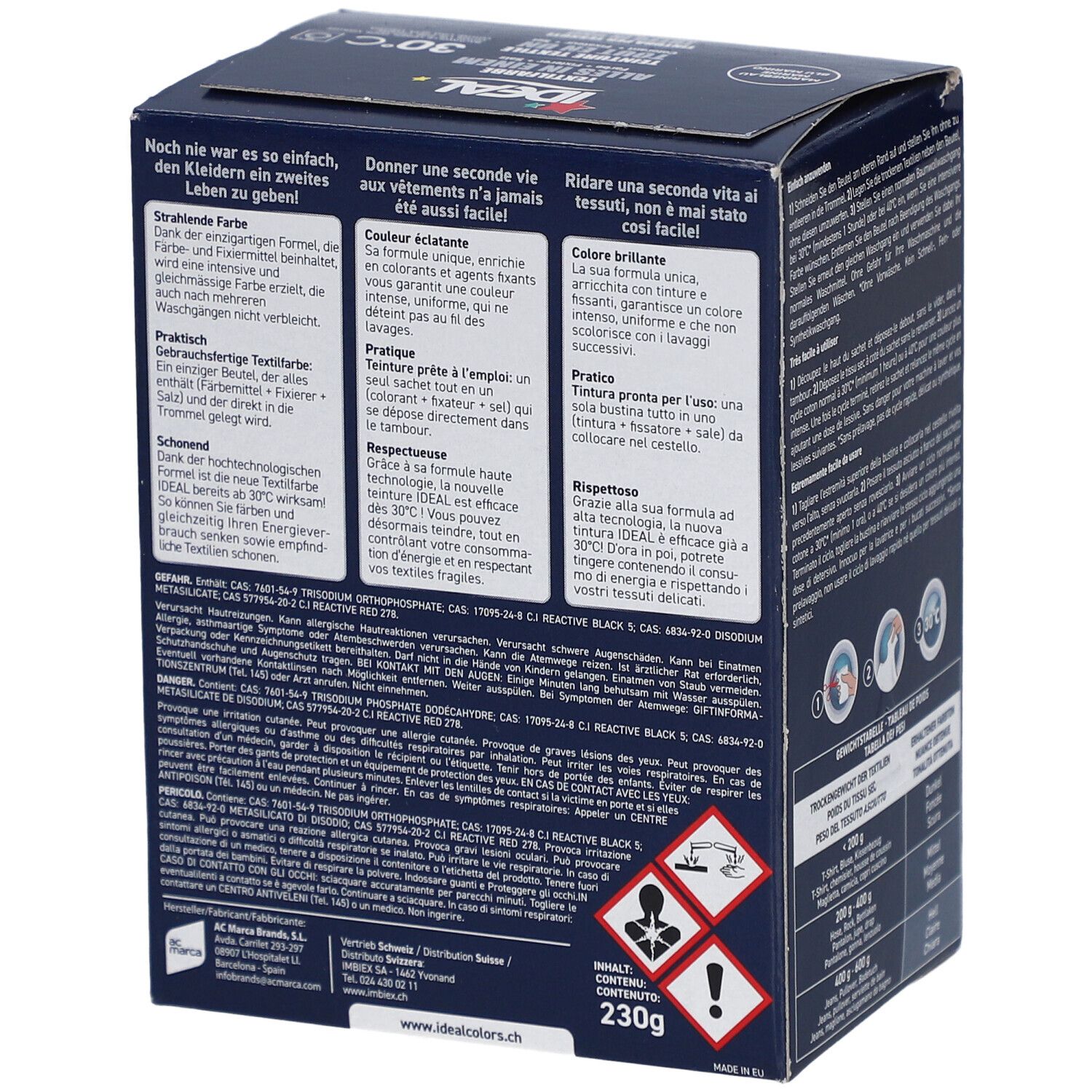 Ideal® Textilfarbe Marine Alles in Einem für Waschmaschinen
