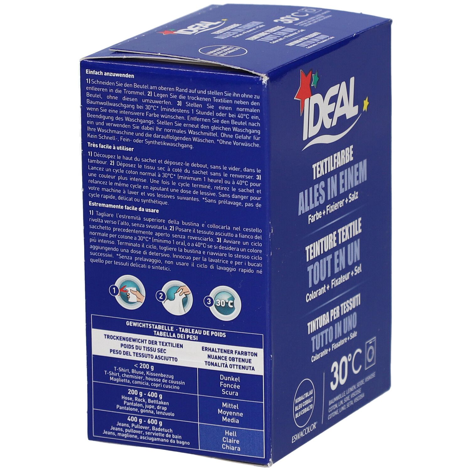 Ideal® Teinture textile Bleu Cobalt Tout en un pour machines à laver