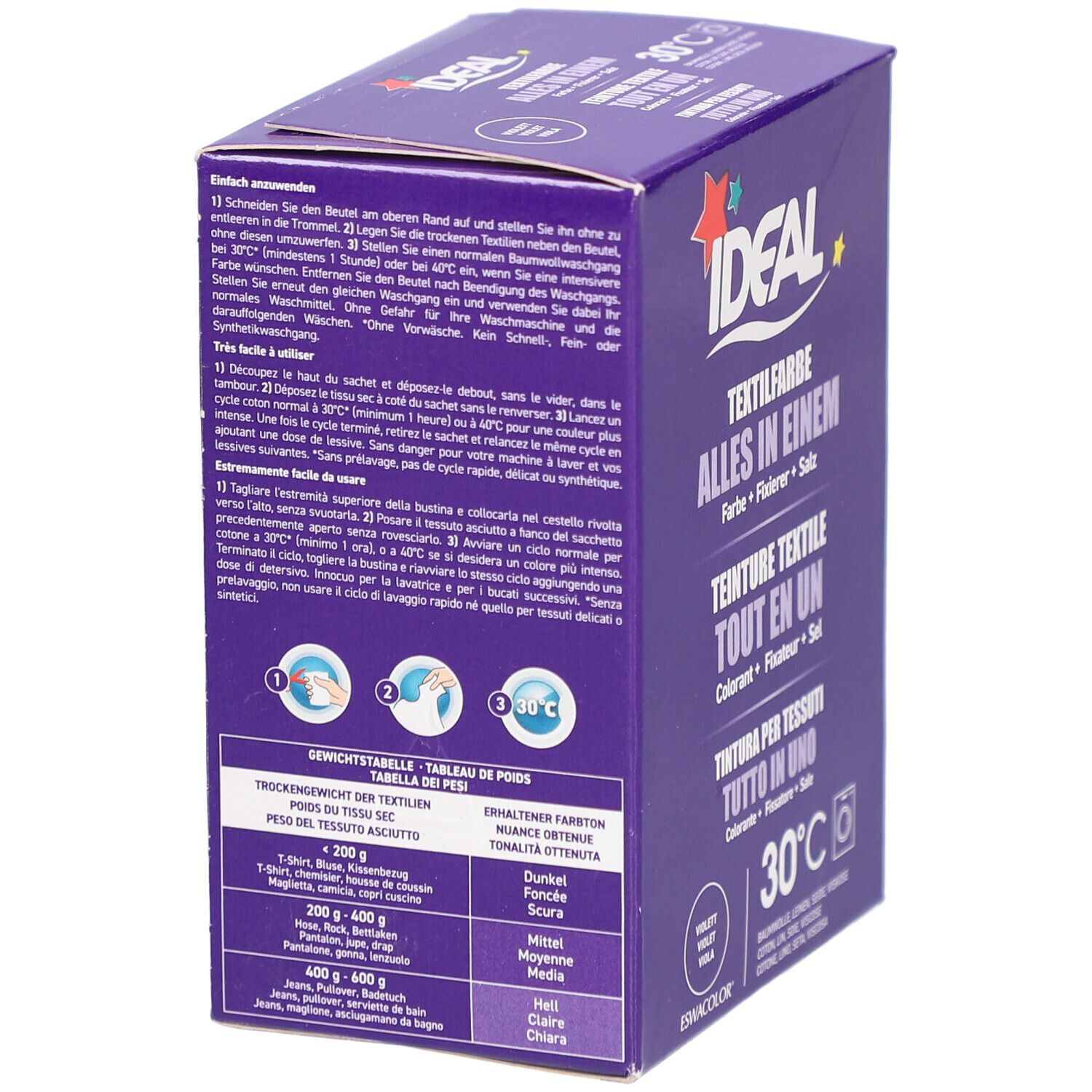 Ideal® Textilfarbe Violett Alles in Einem für Waschmaschinen