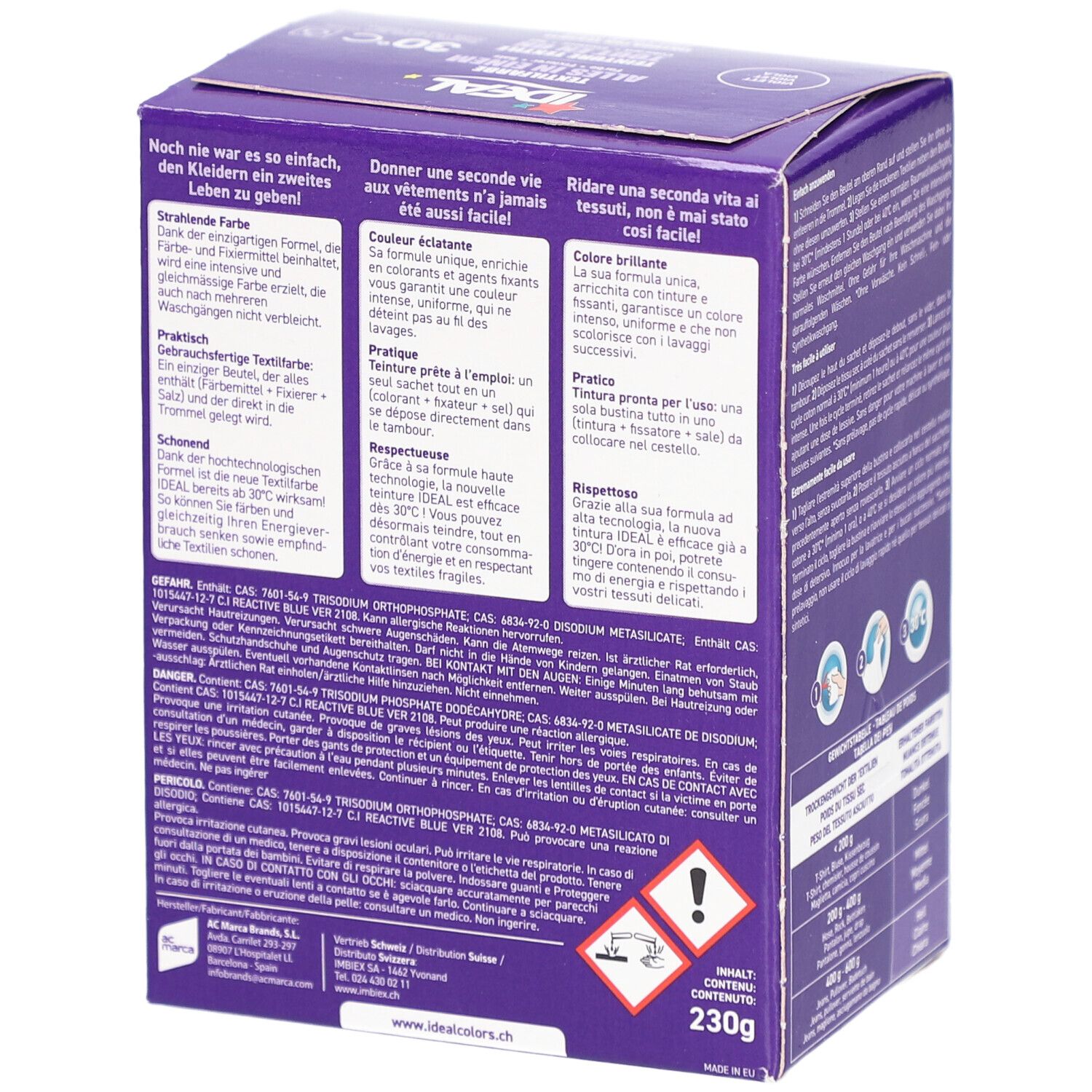Ideal® Textilfarbe Violett Alles in Einem für Waschmaschinen