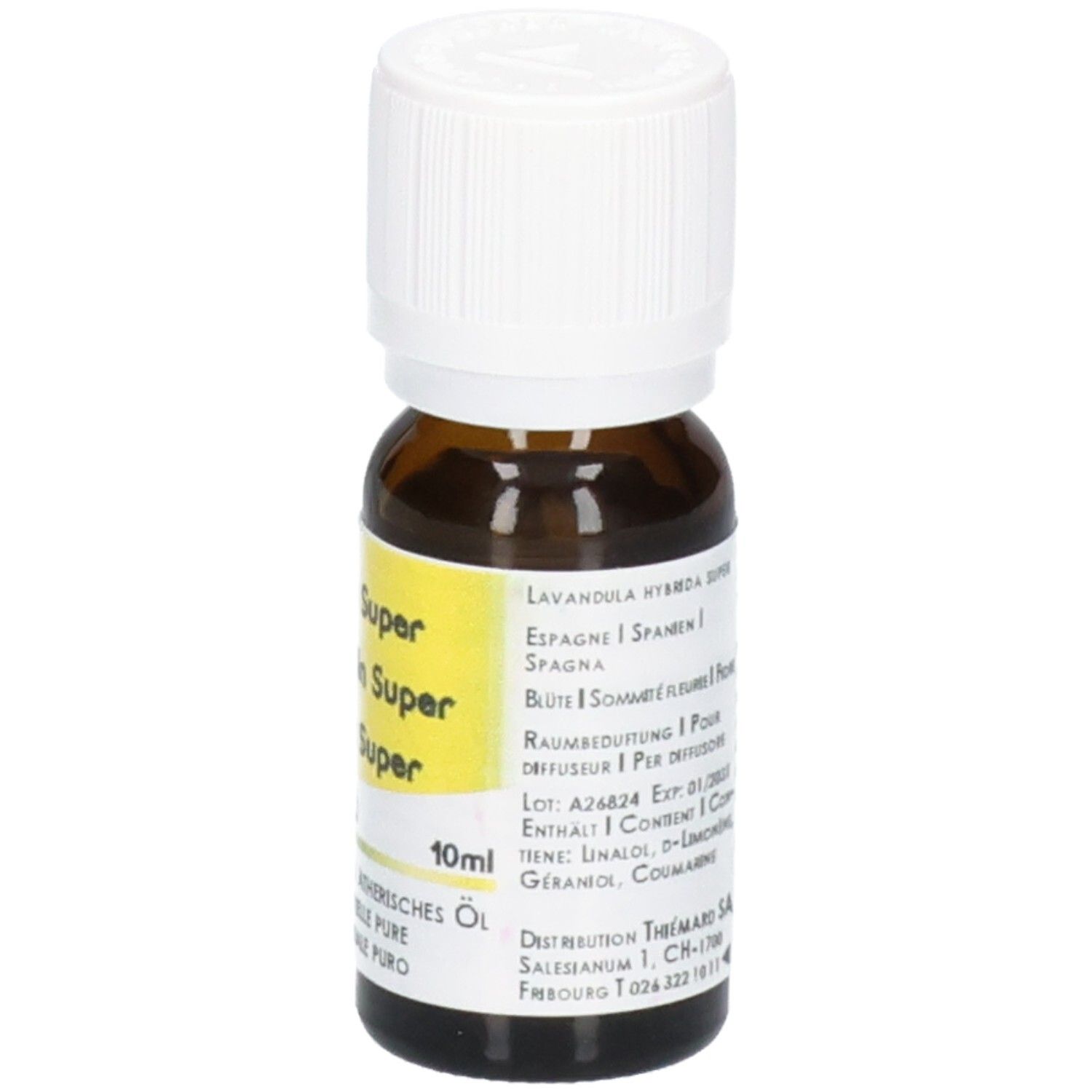 Braune Glasflasche mit weißem Schraubverschluss, 10ml, ätherisches Öl.