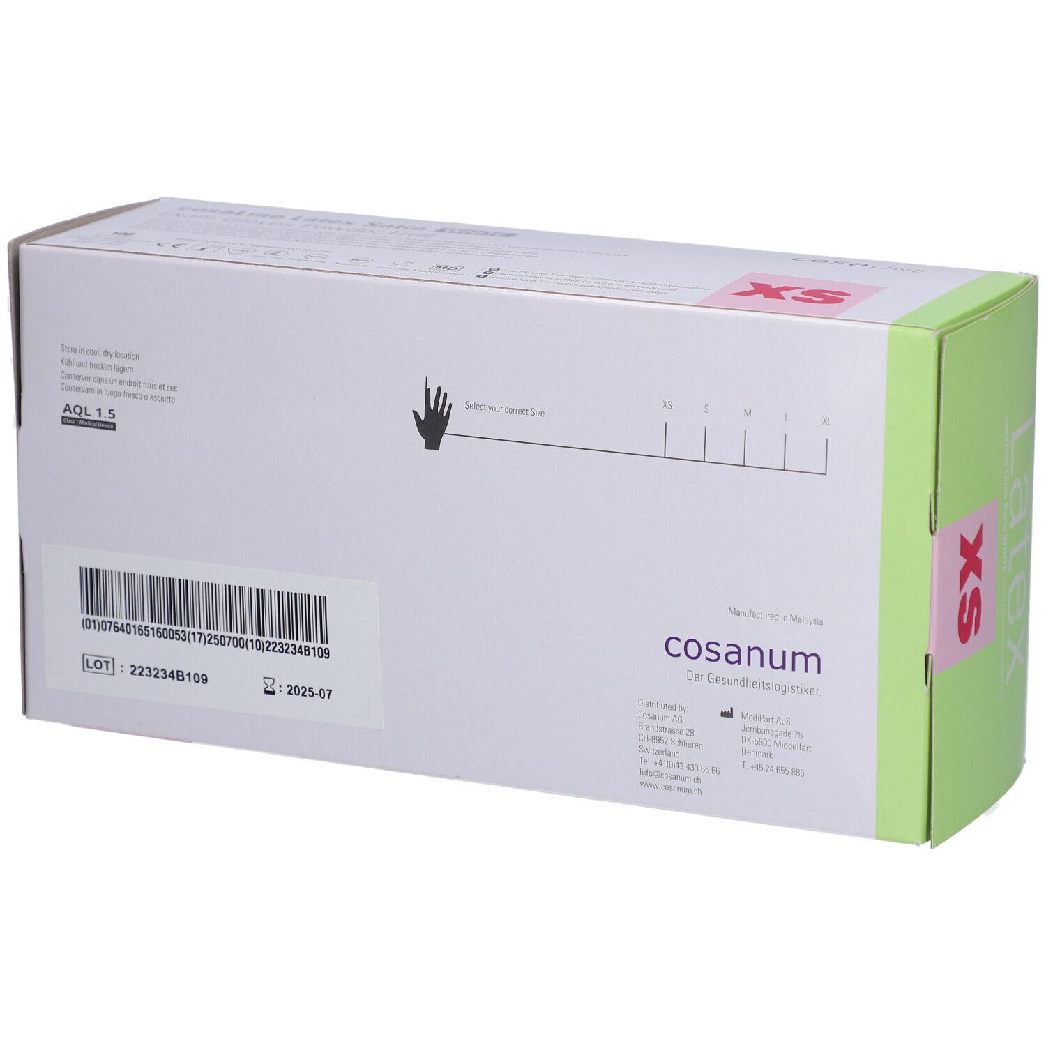 cosaLine® Untersuchungshandschuhe XS Latex puderfrei