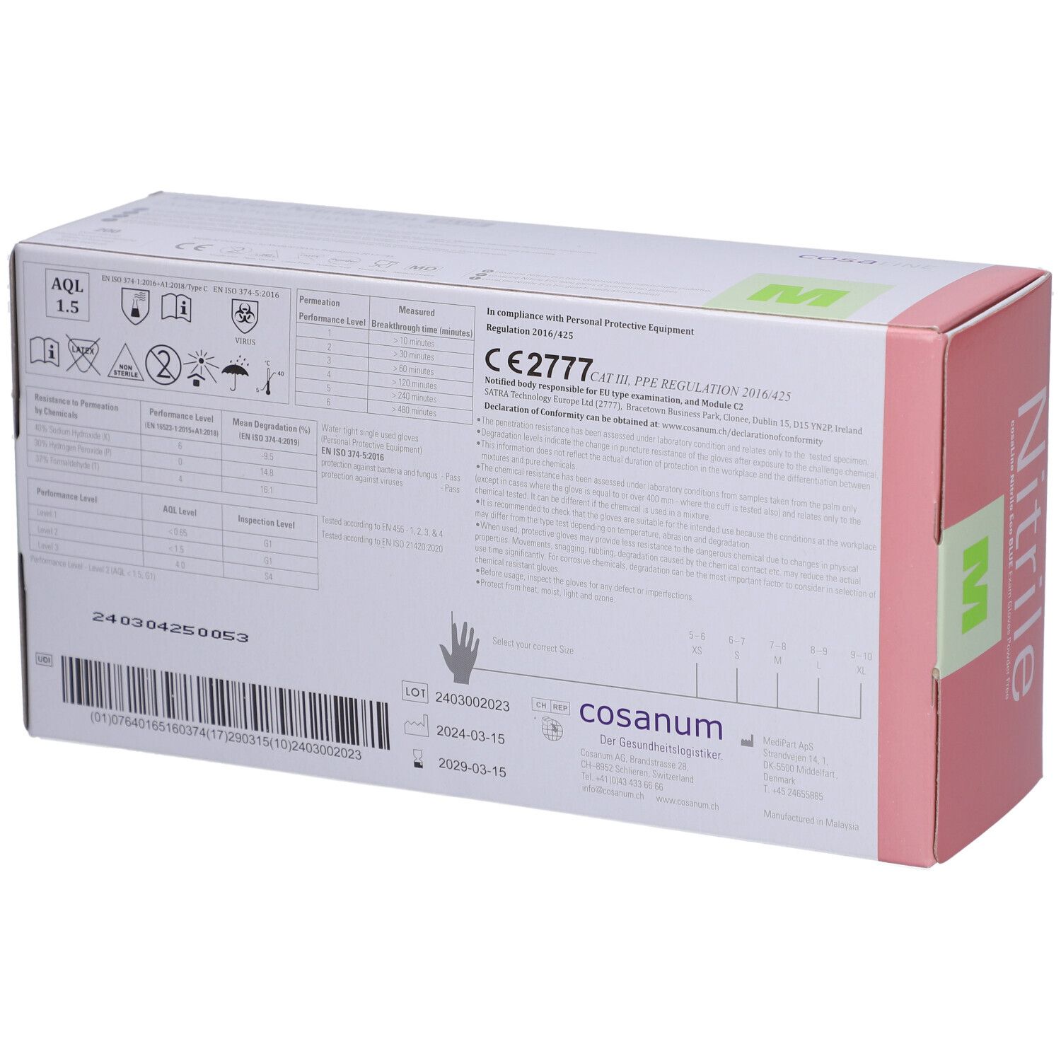 cosaLine® Untersuchungshandschuhe M Nitril Eco blau puderfrei