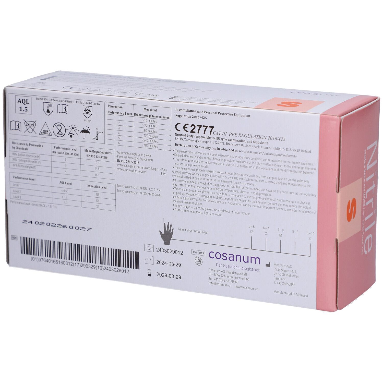 cosaLine® Untersuchungshandschuhe S Nitril Eco puderfrei