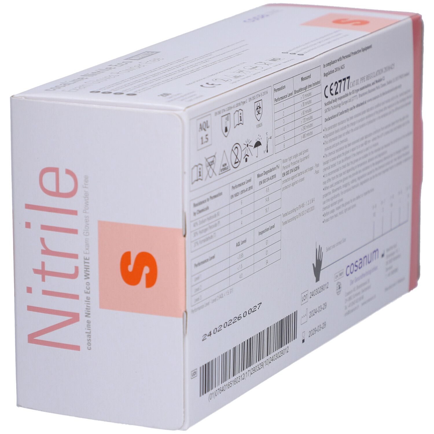cosaLine® Untersuchungshandschuhe S Nitril Eco puderfrei