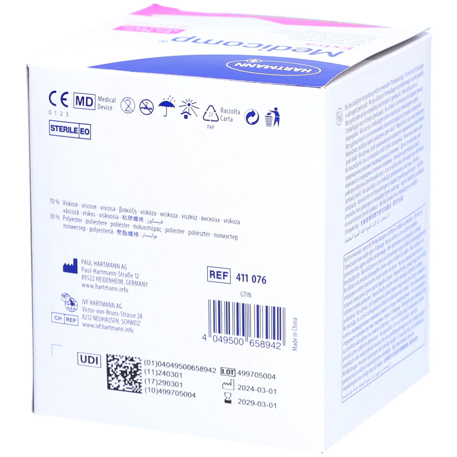 Medicomp ® Vliesskompressen steril 7,5 cm x 7,5 cm
