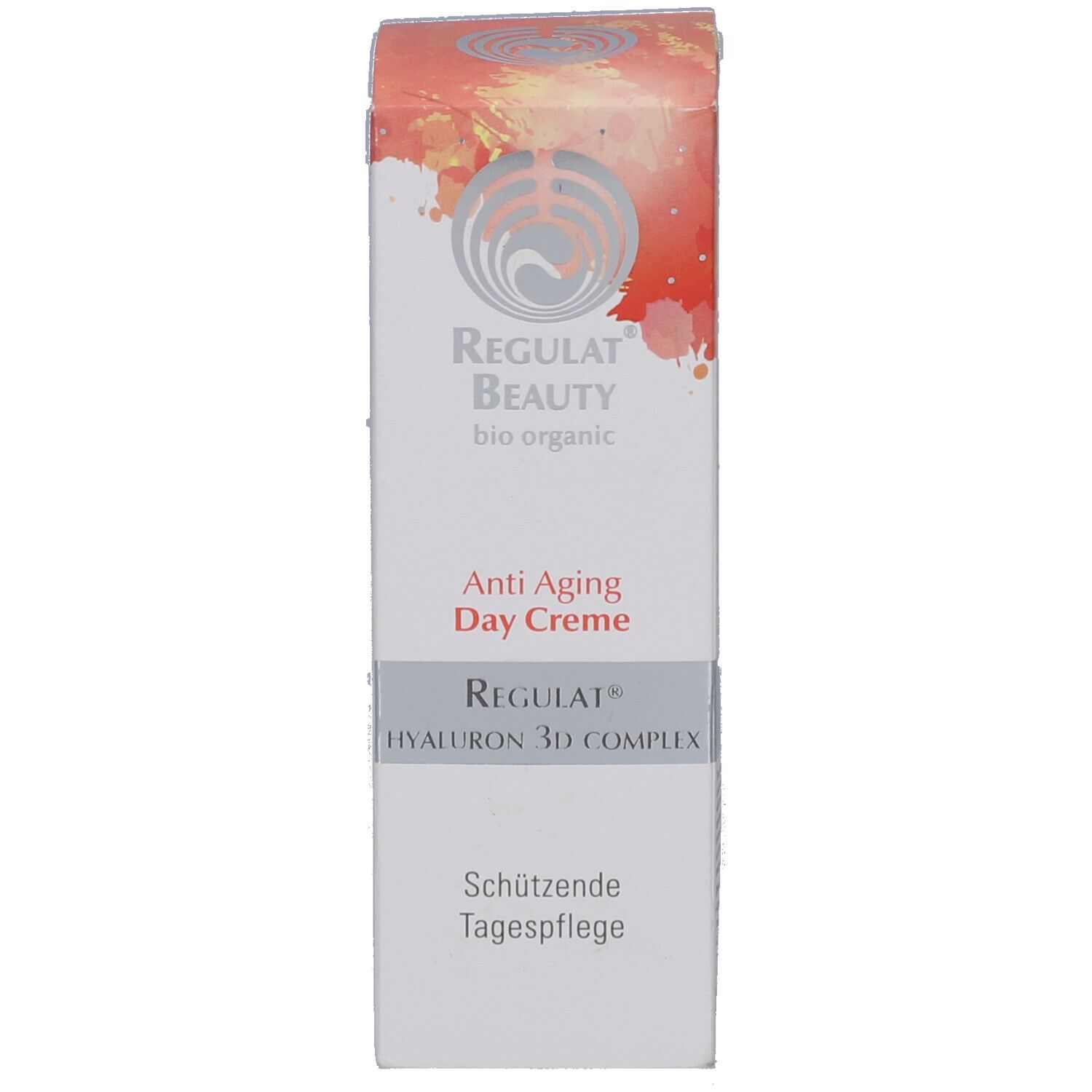Boîte avec inscription : Regulat Beauty, Anti Aging Day Creme, Hyaluron 3D Complex, Soin de jour protecteur.