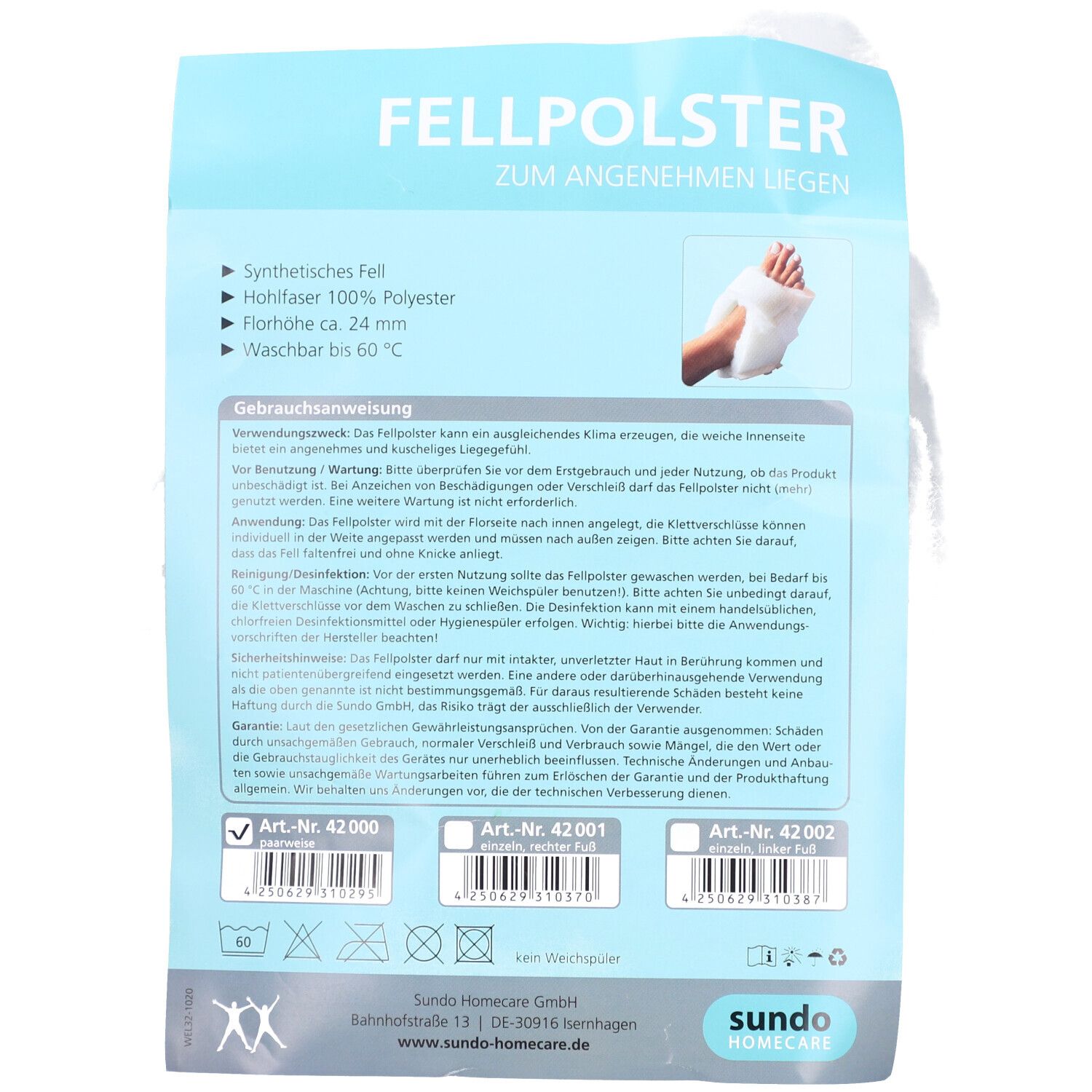 SUNDO Fersenschoner synthetisch Klettversch 1 Paar