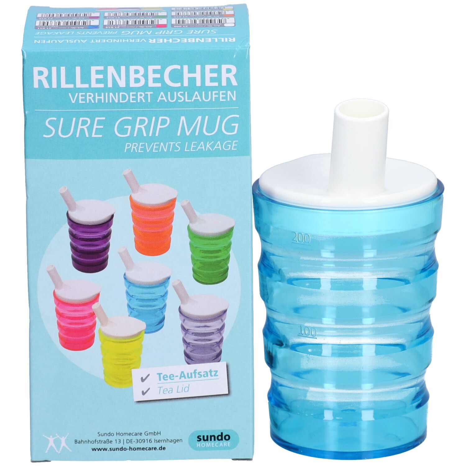 SUNDO Rillenbecher auslaufsicher 200ml blau