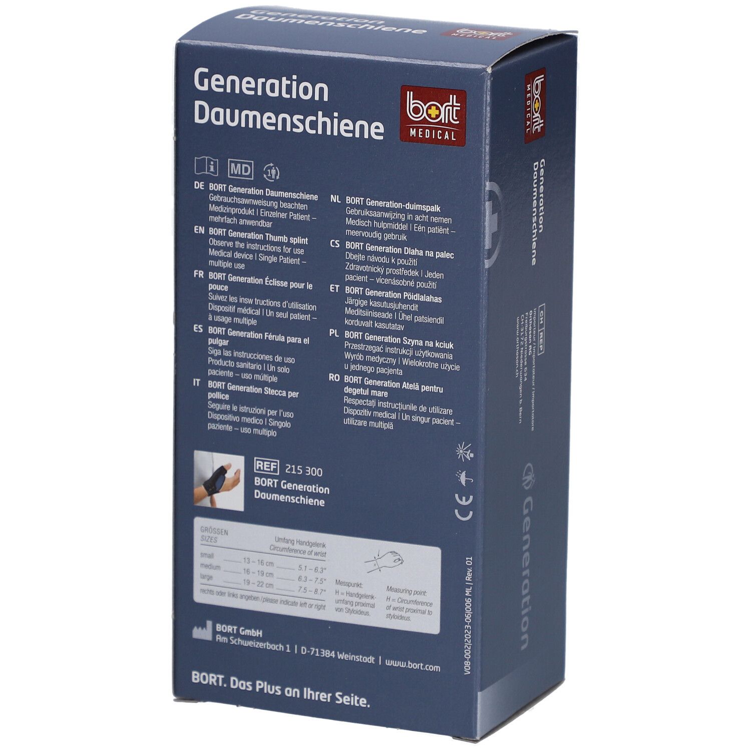 BORT Generation Daumenschiene rechts Gr. M blau