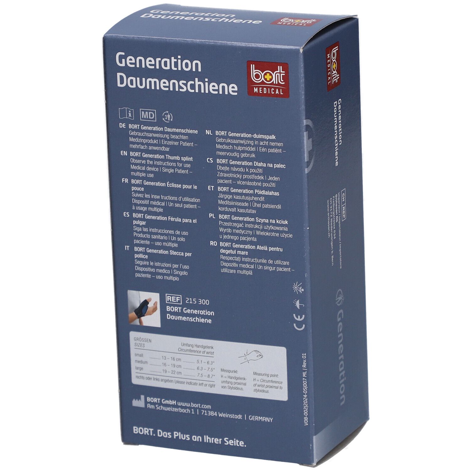 BORT Generation Daumenschiene links Gr. S blau