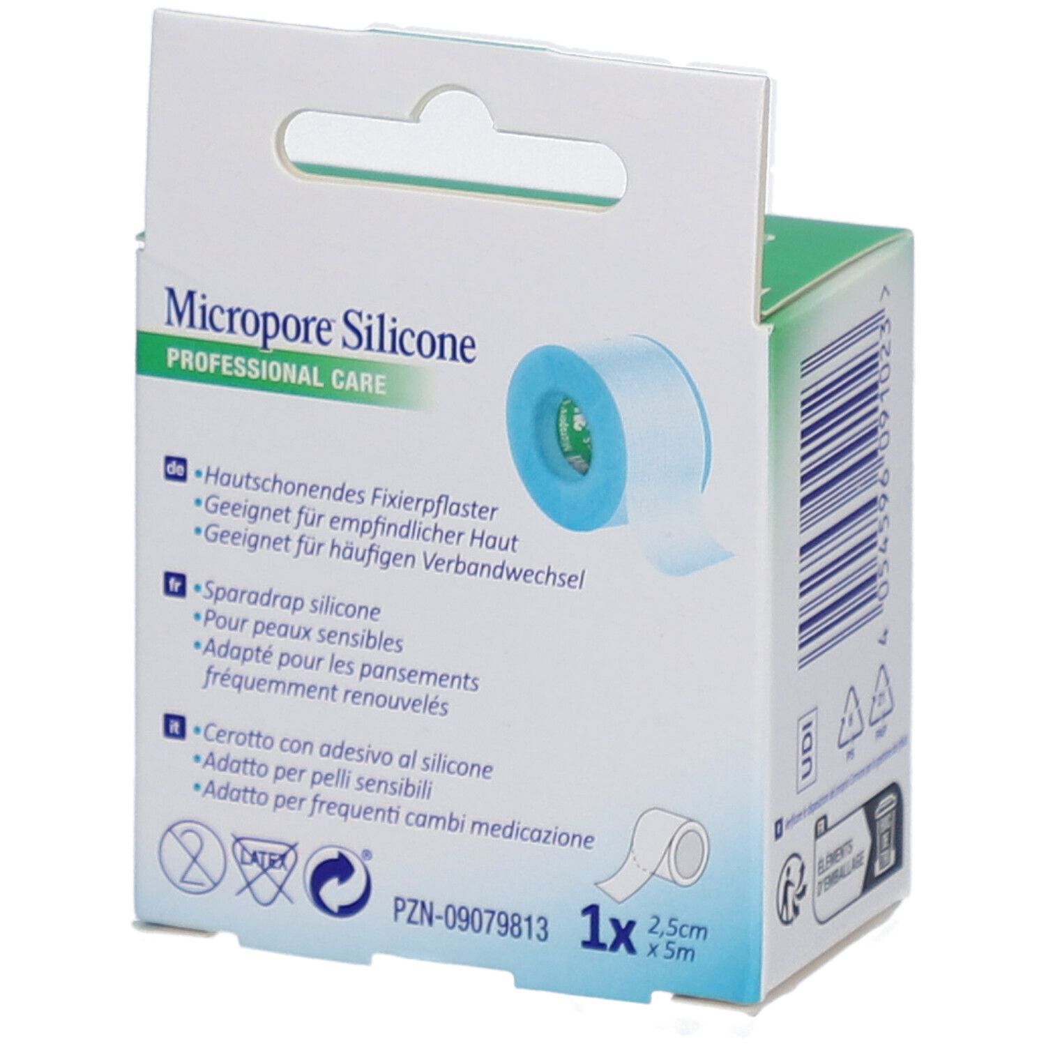3M Micropore Klebepflaster Silikon 2,5 cm x 5 m