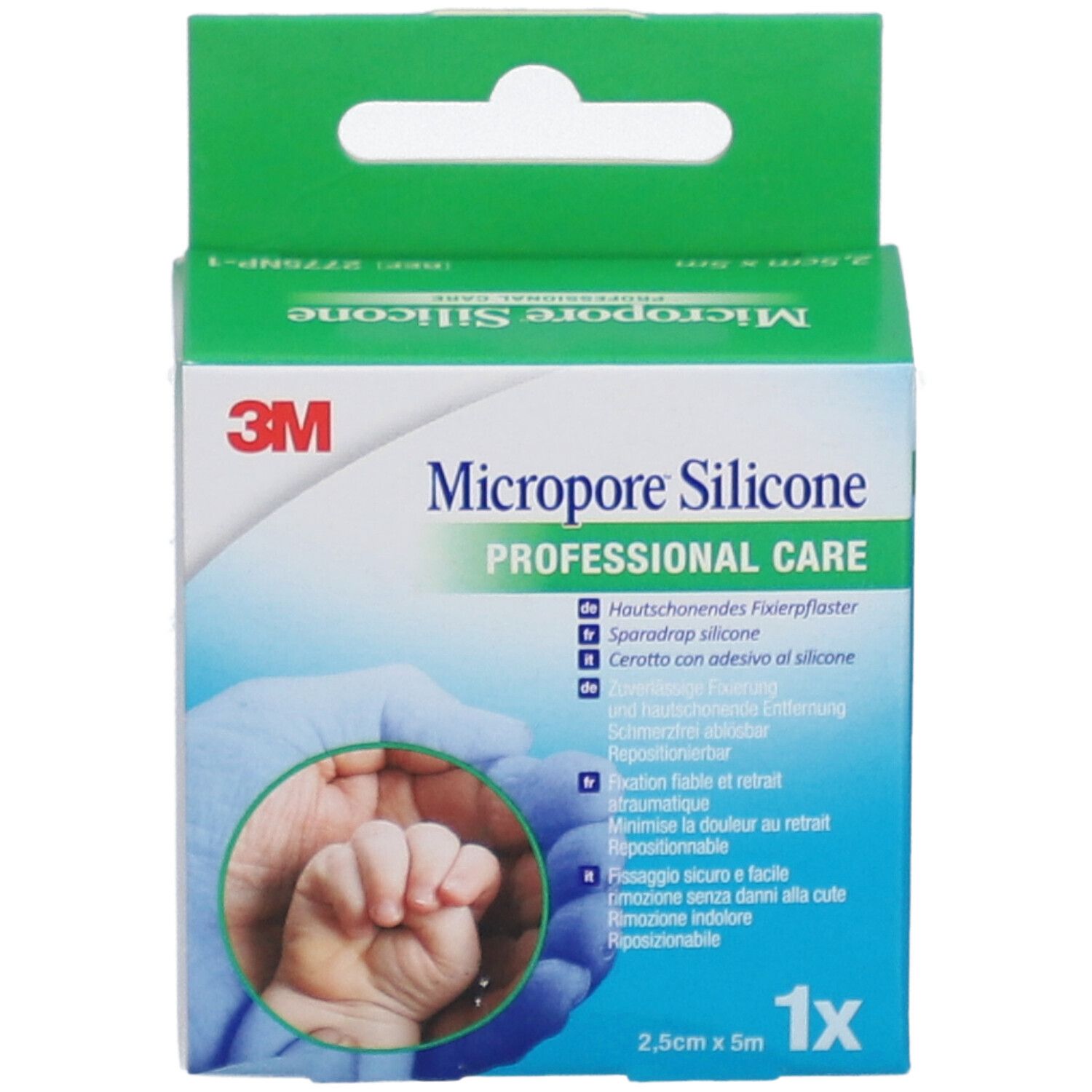3M Micropore Klebepflaster Silikon 2,5 cm x 5 m