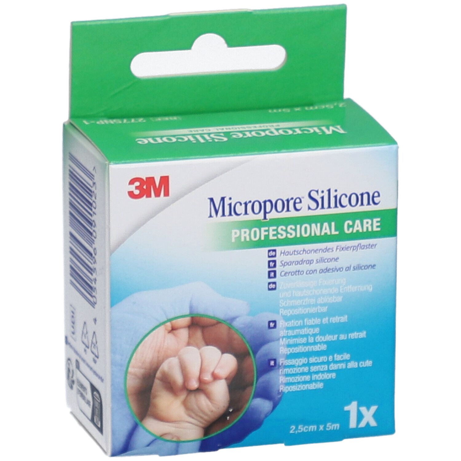 3M Micropore Klebepflaster Silikon 2,5 cm x 5 m