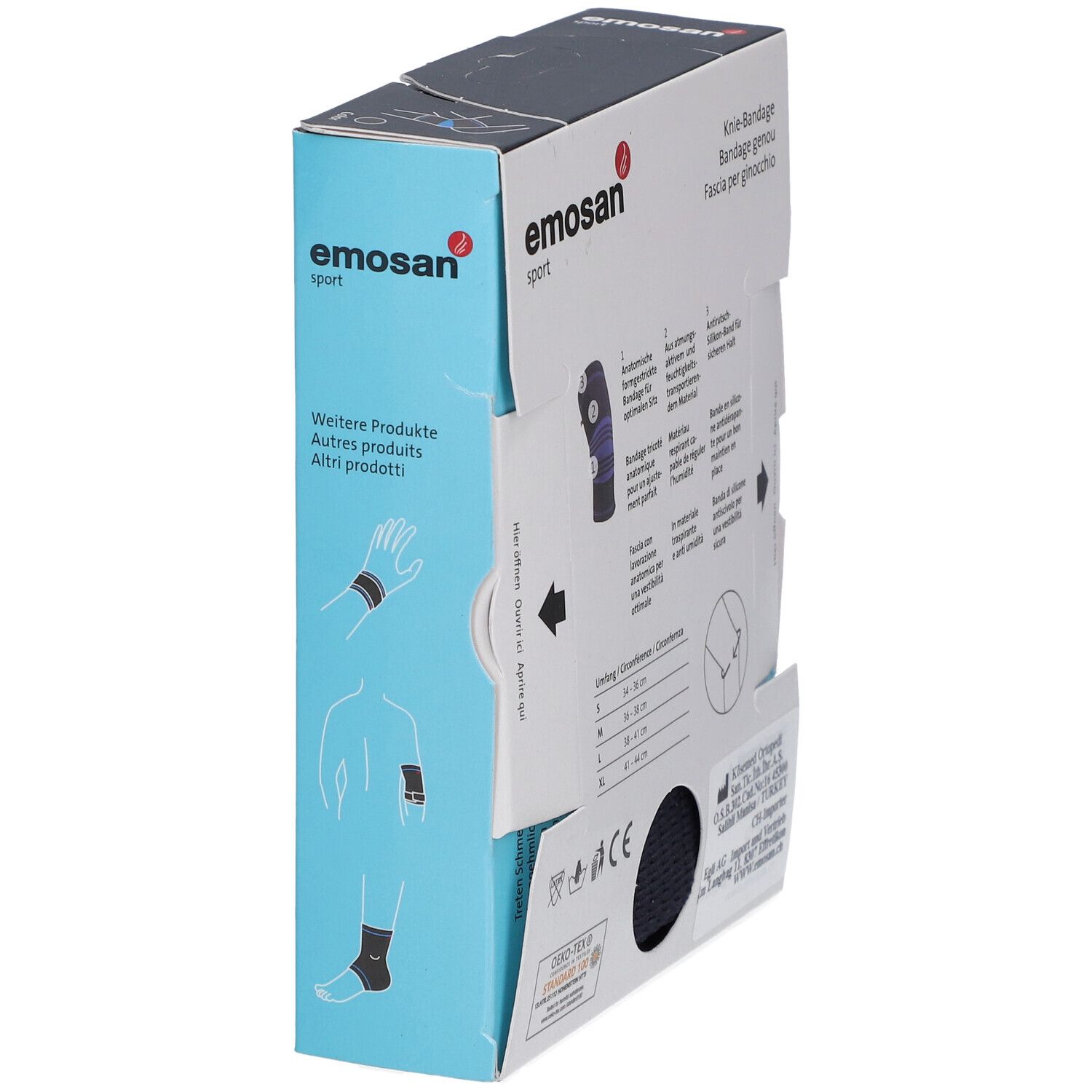 EMOSAN Sport Bandage de genou Taille M 36 -38 cm