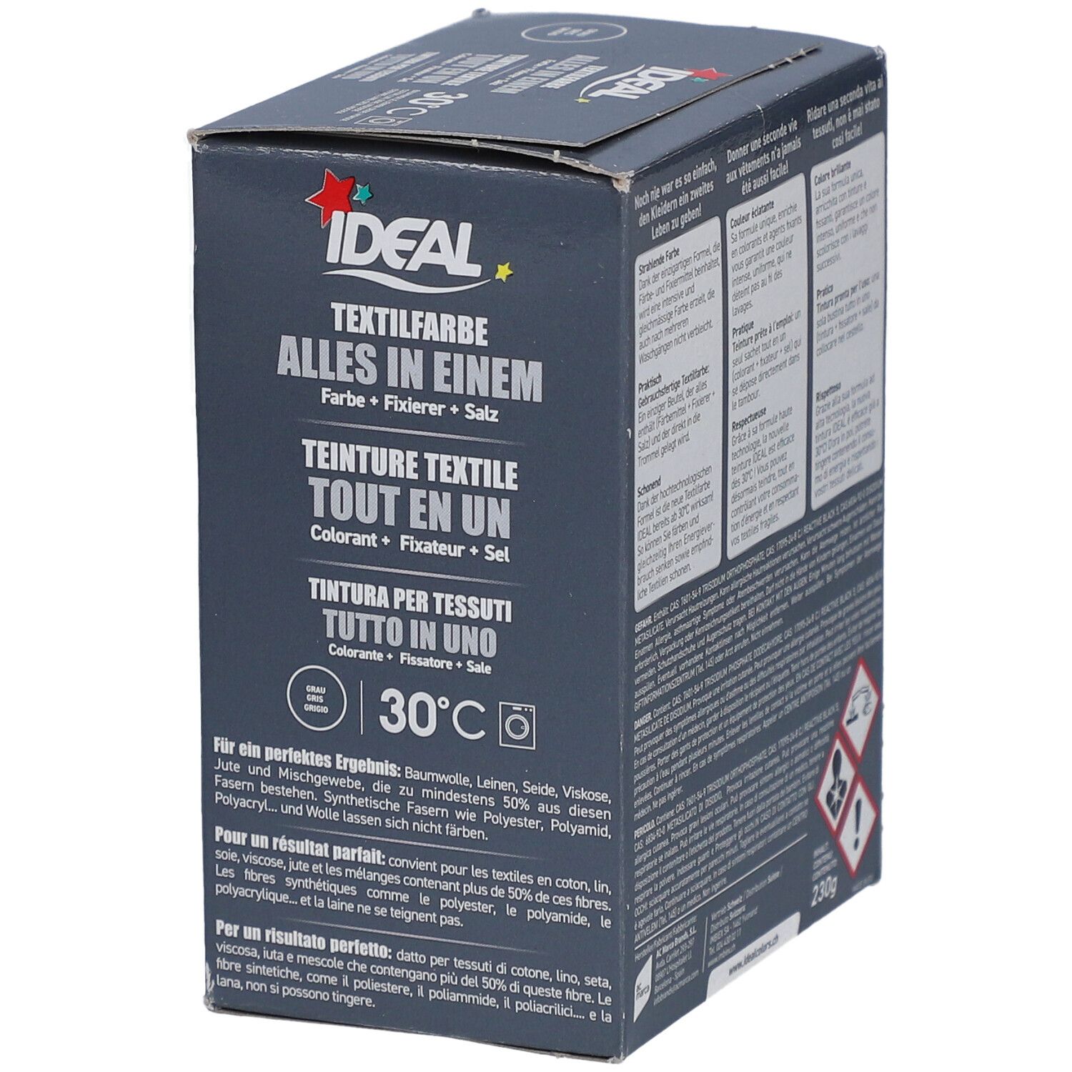 Ideal® Textilfarbe Grau Alles in Einem für Waschmaschinen