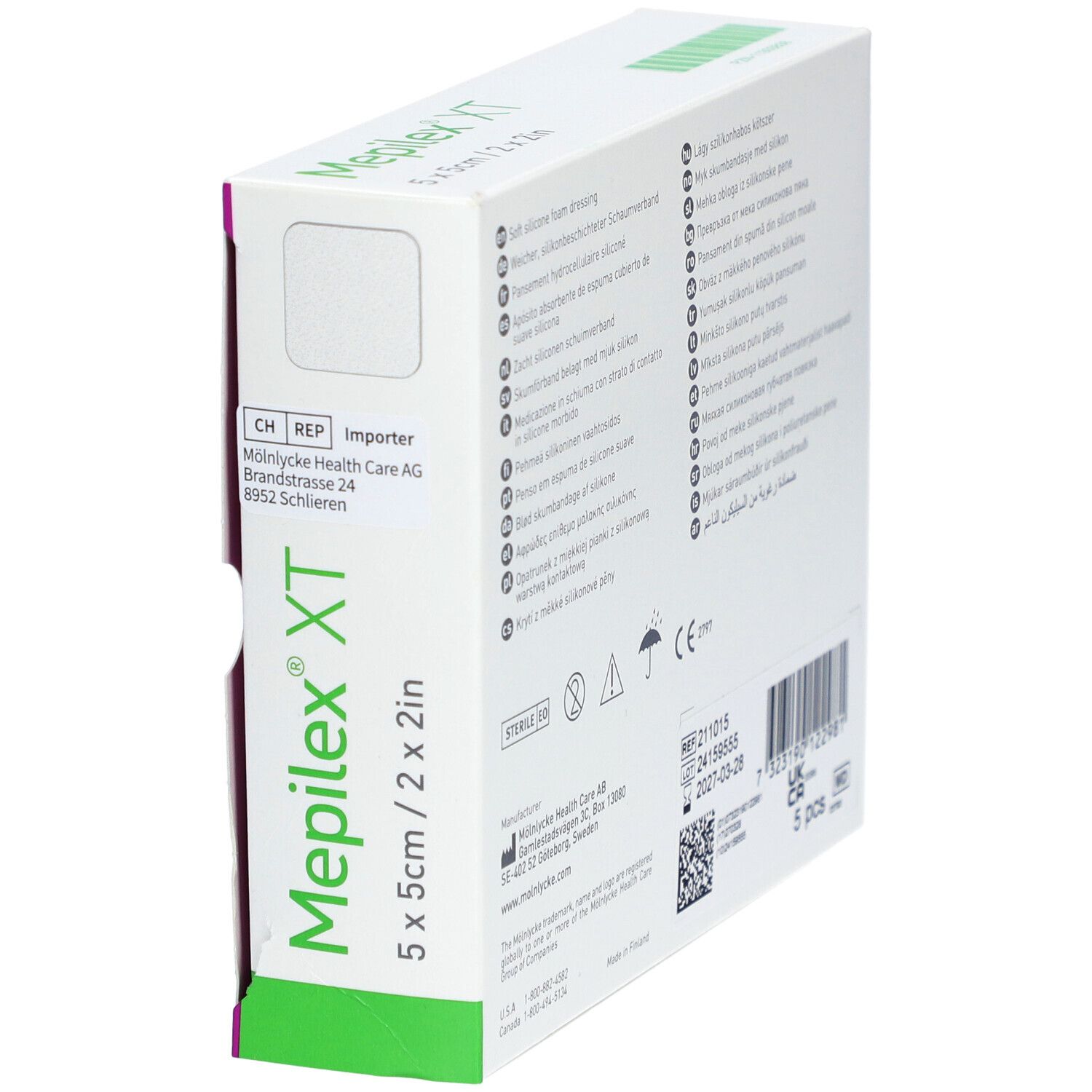 MÖLNLYCKE® Mepilex® XT Hydrozelluläres Pflaster Silikoniert 5 x 5 cm Steril