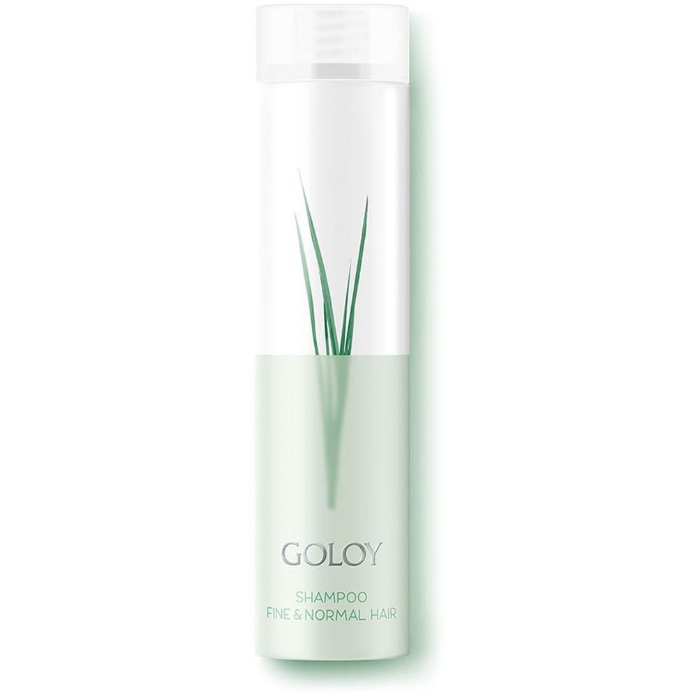 GOLOY Shampoo Flasche mit grünen Grashalmen-Design. Für feines und normales Haar.