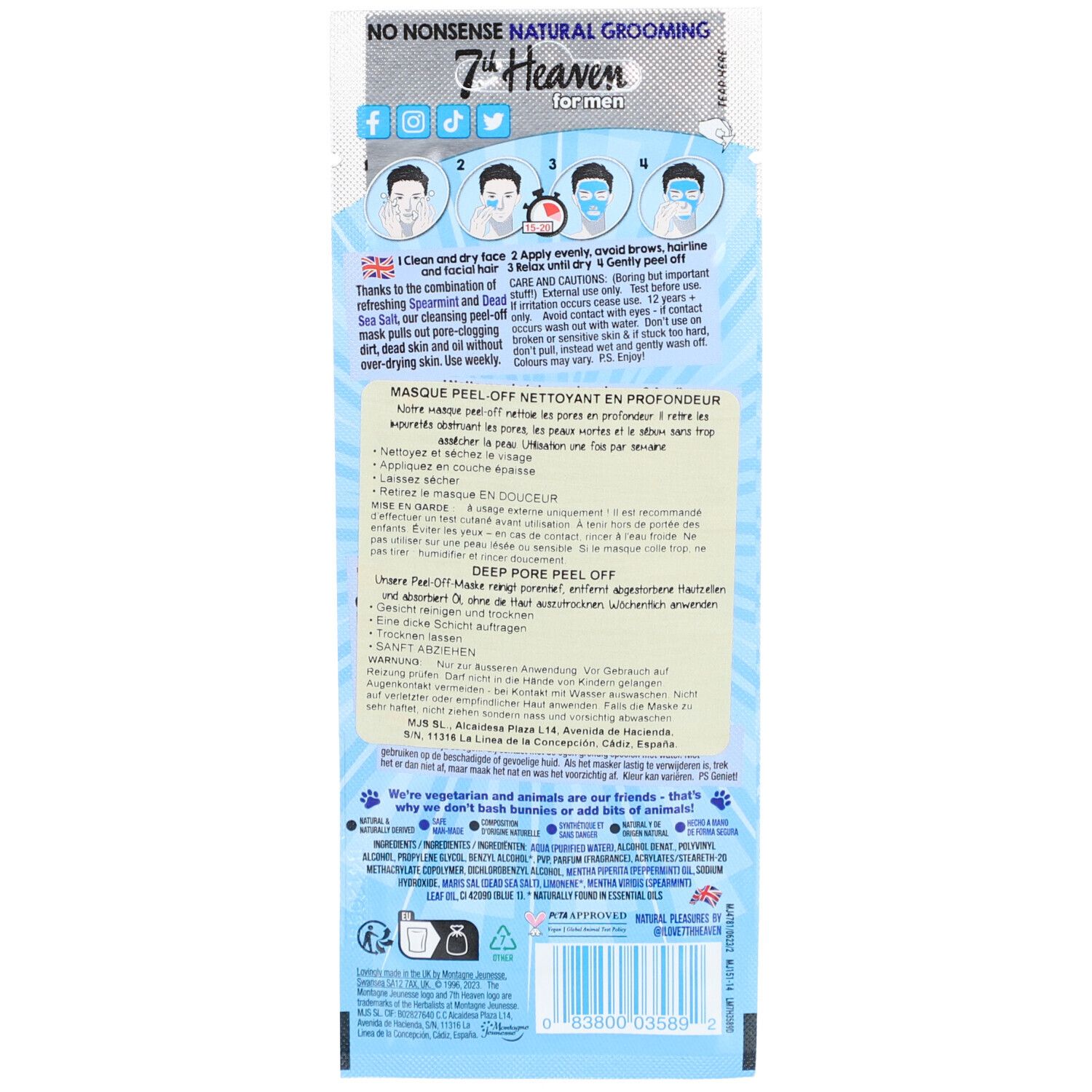 7TH HEAVEN Peel-off Gesichtsmaske für Männer 10 ml