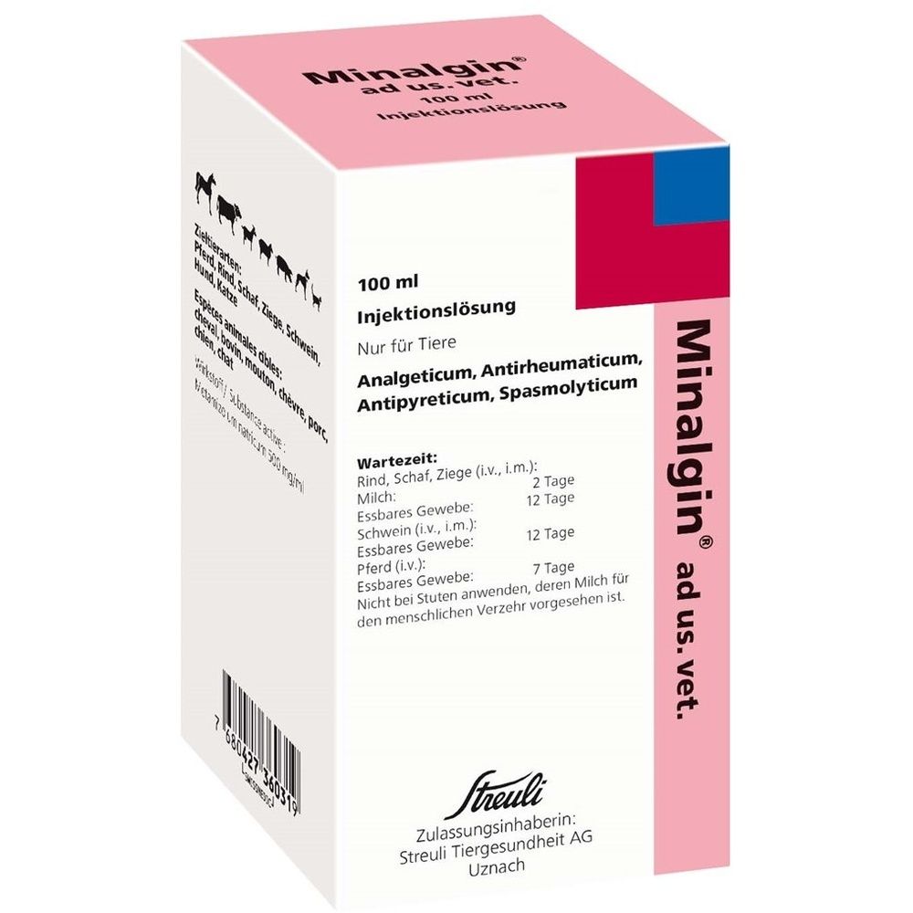 MINALGIN Inj Lös 500 mg/ml ad us vet. Fl 100 ml
