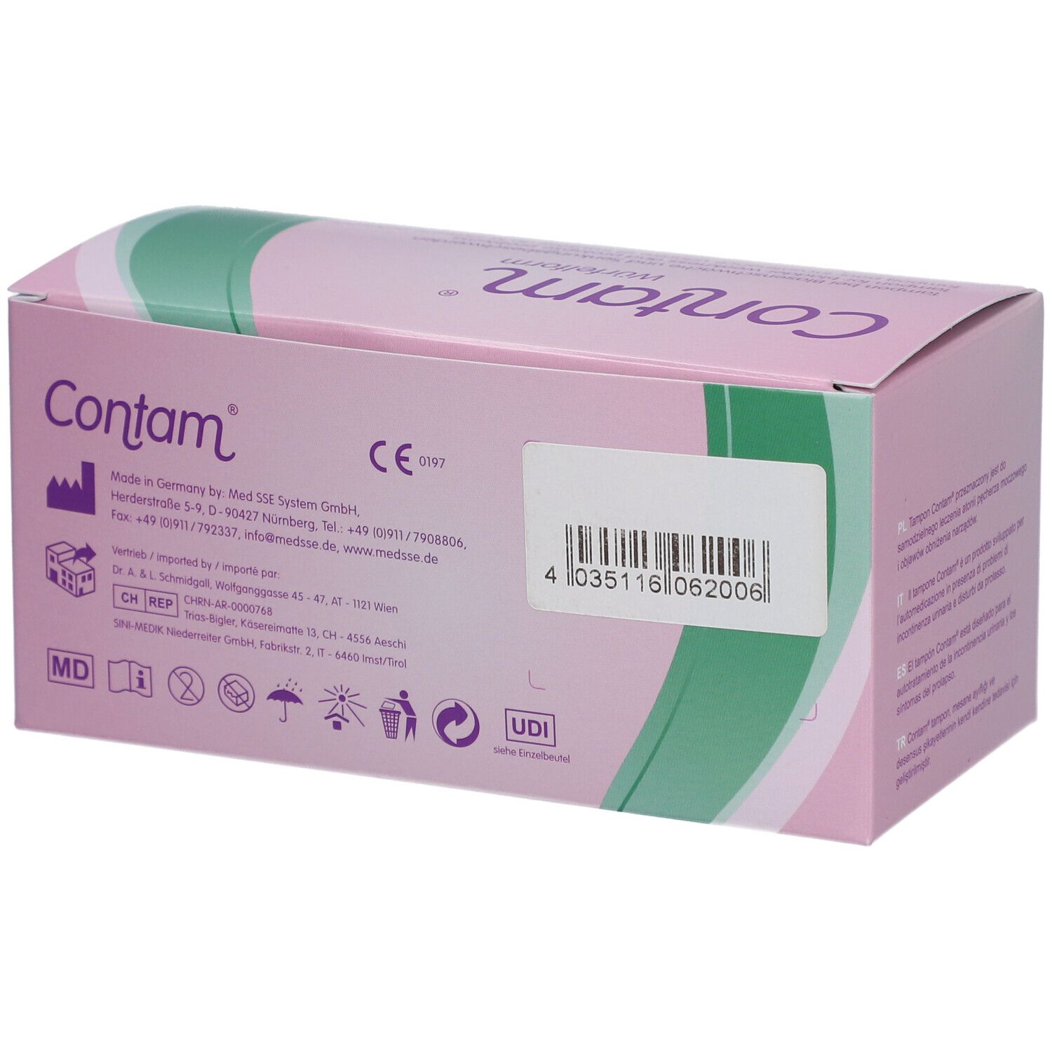 Contam® Forme de Cube - Tampon pour incontinence urinaire et troubles de la statique pelvienne Taille 3 42 x 42 mm