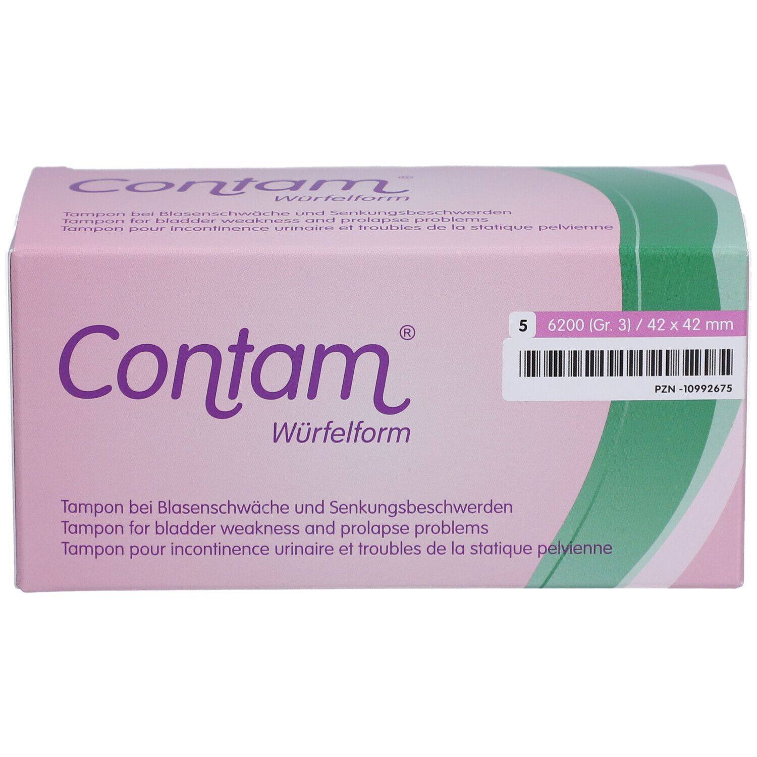 Contam® Würfelform - Tampon für Harninkontinenz und Störungen der Beckenstatik Größe 3 42 x 42 mm