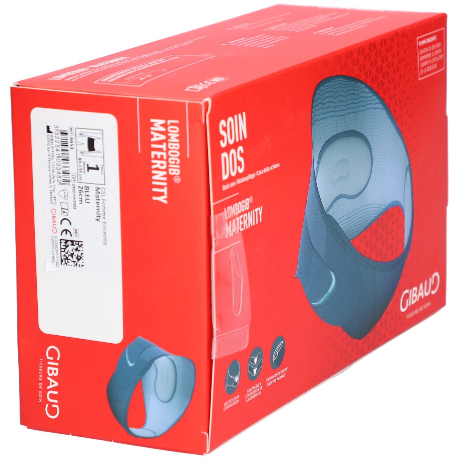 GIBAUD Ceinture lombaire de grossesse Lombogib avec soutien abdominal
