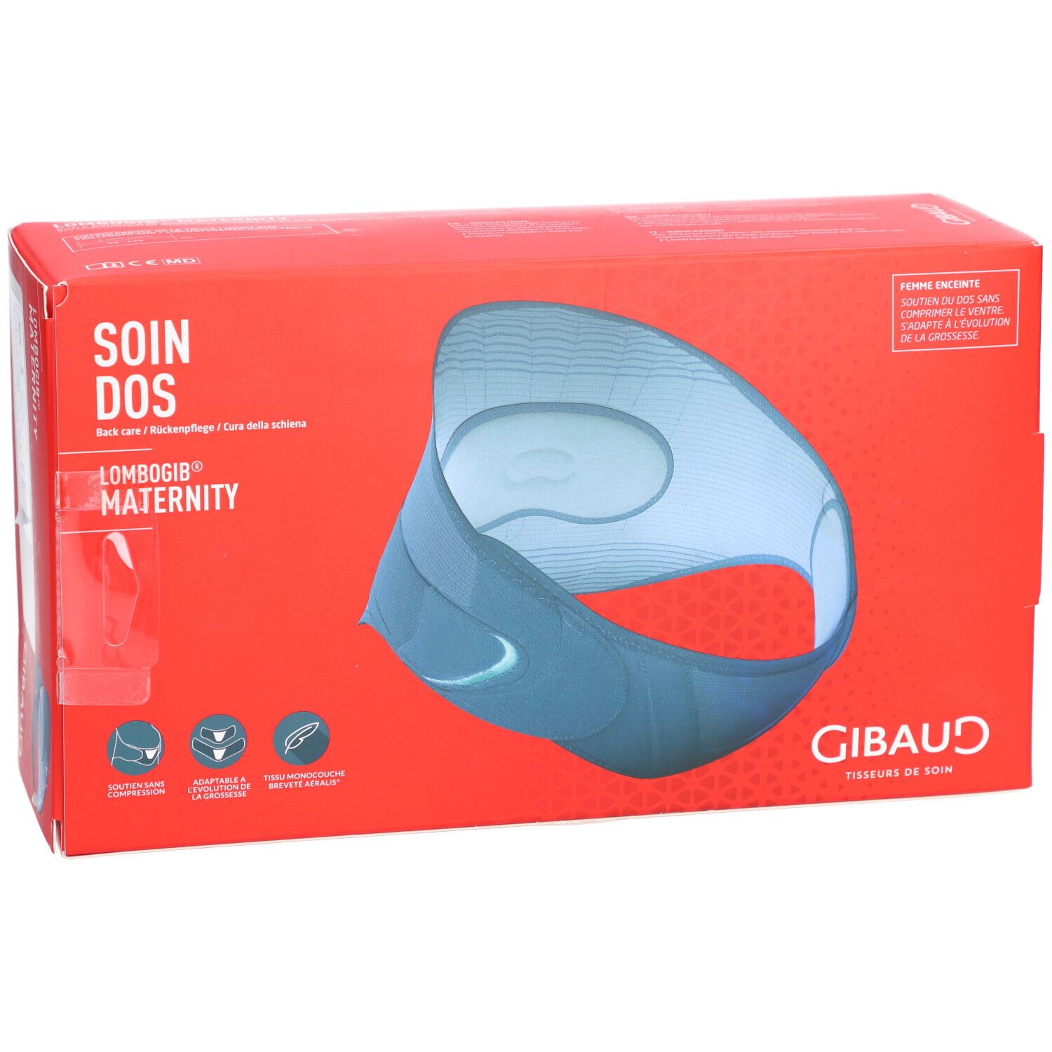 GIBAUD Ceinture lombaire de grossesse Lombogib avec soutien abdominal
