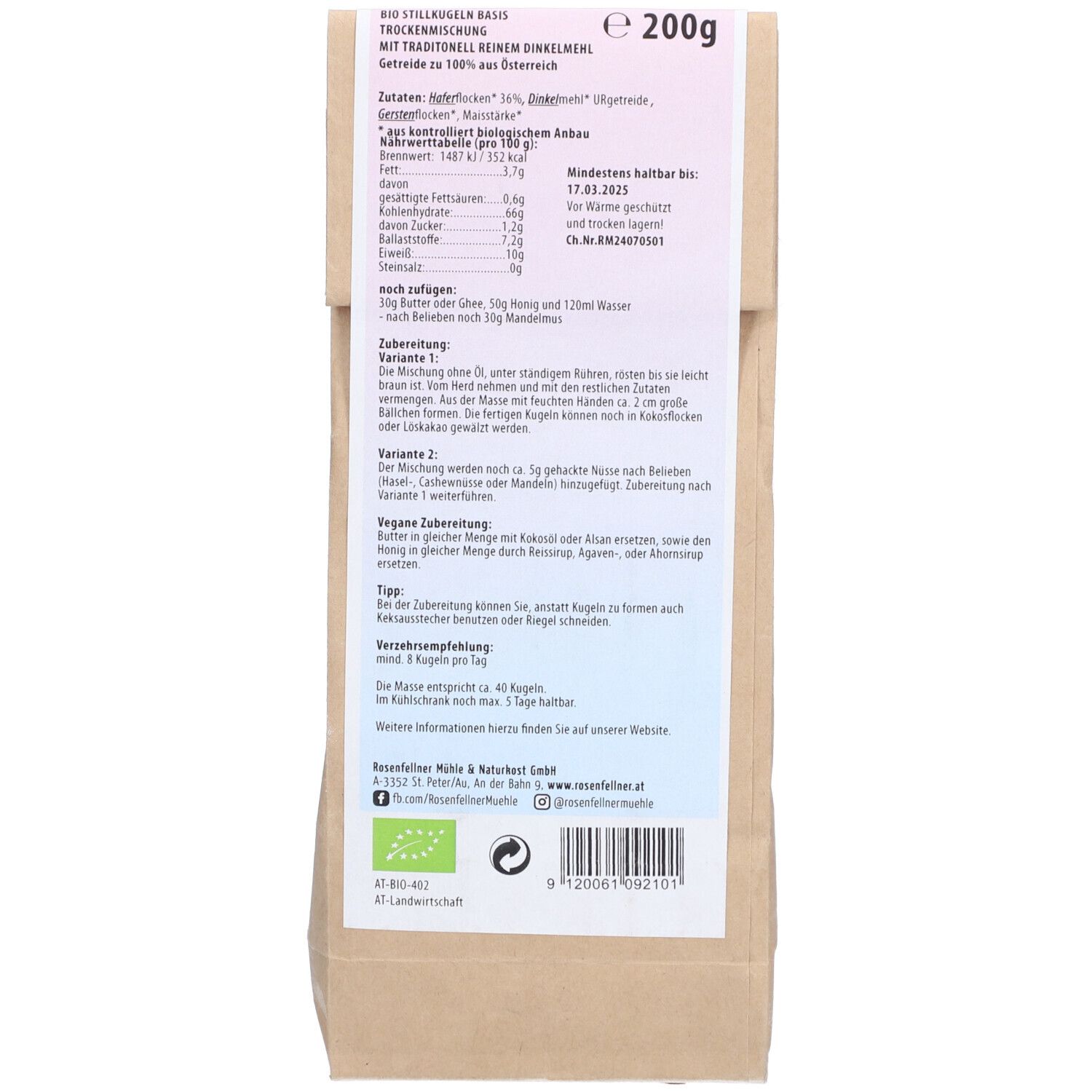 ROSENFELLNER Stillkugeln Basis Mischung Bio 200 g