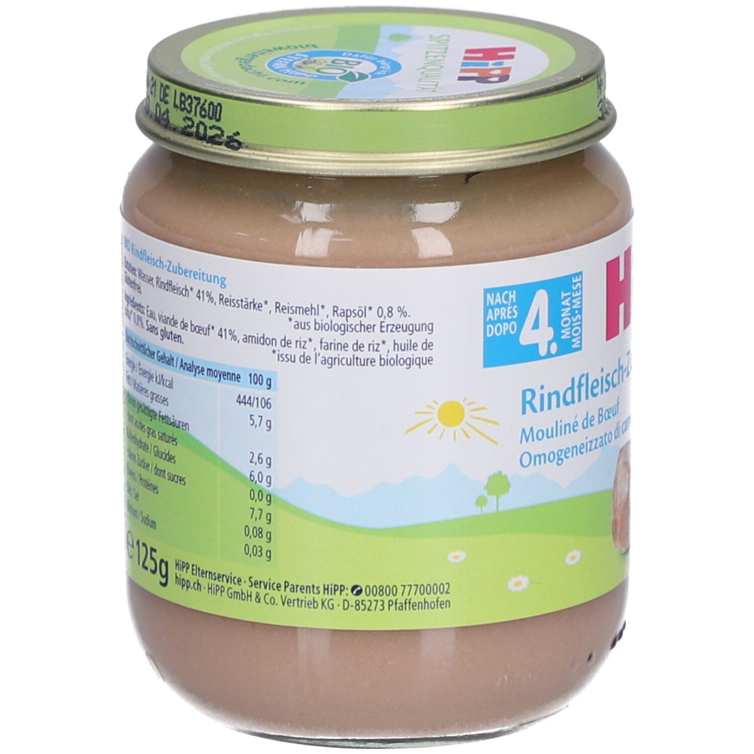 HiPP Rindfleisch-Zubereitung ab dem 4. Monat – Bio-Qualität