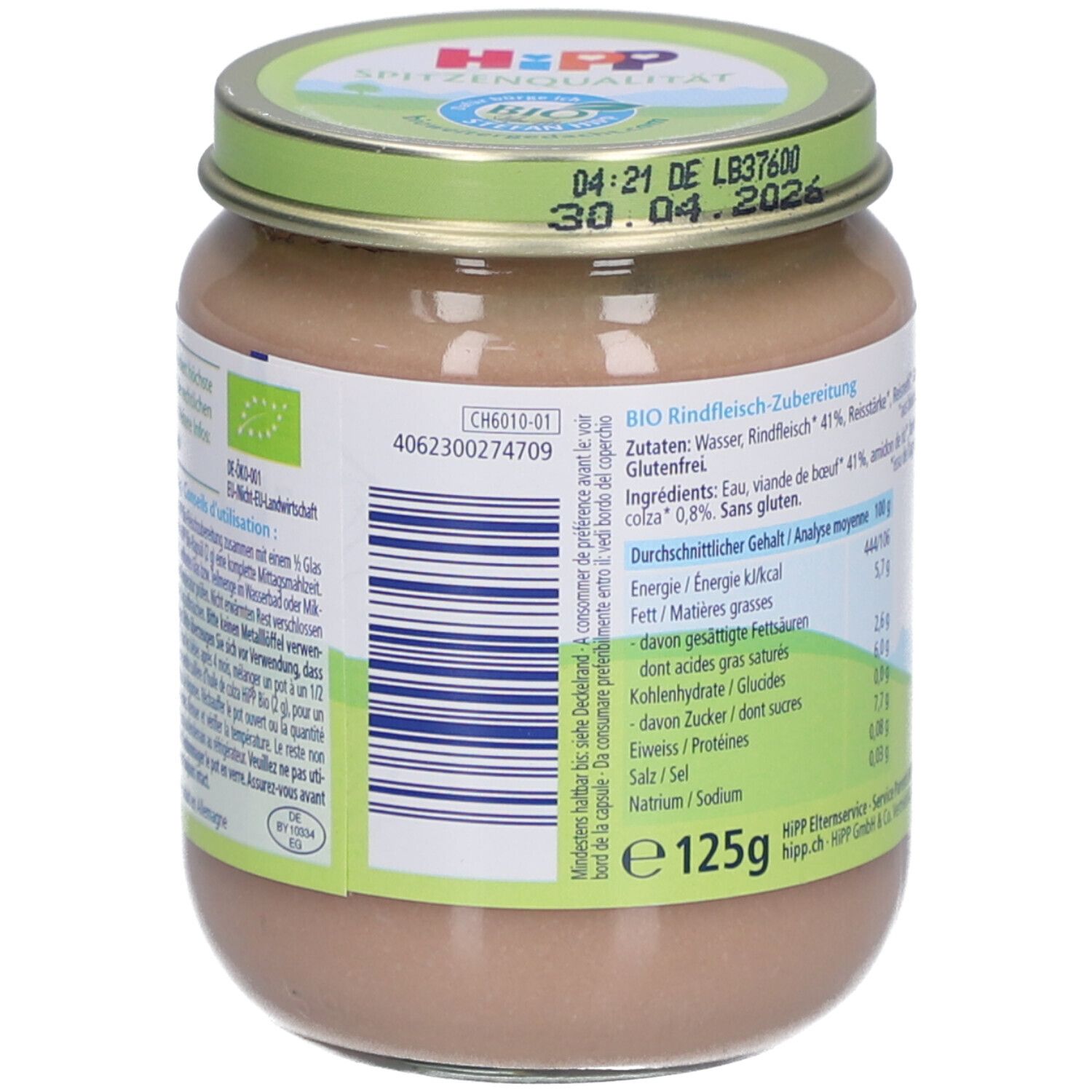 HiPP Rindfleisch-Zubereitung ab dem 4. Monat – Bio-Qualität