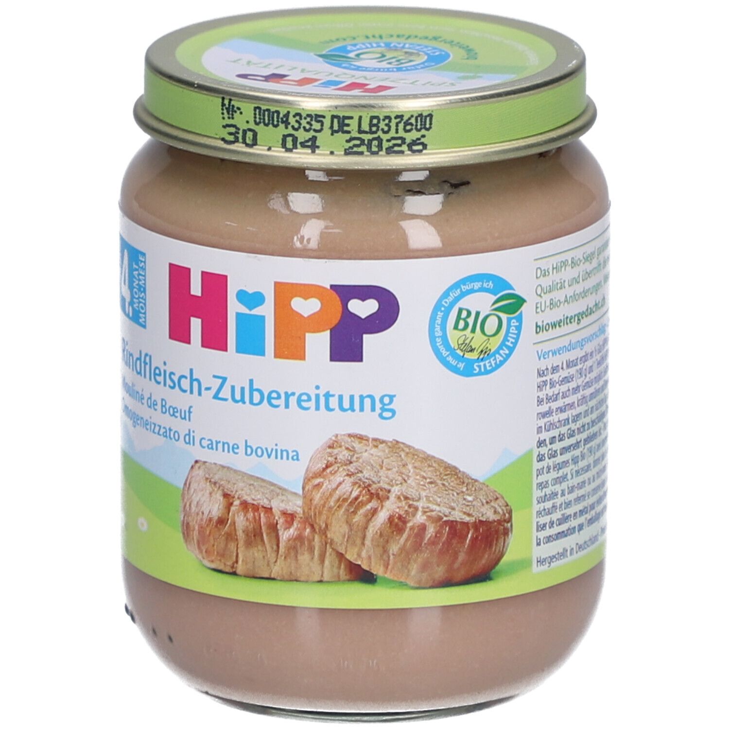 HiPP Rindfleisch-Zubereitung ab dem 4. Monat – Bio-Qualität