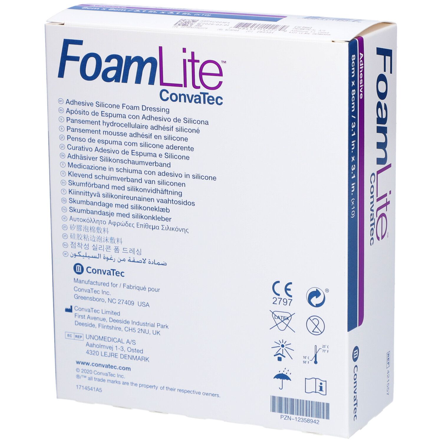 FOAM LITE Convatec Silikon-Schaum 8x8cm 10 Stk